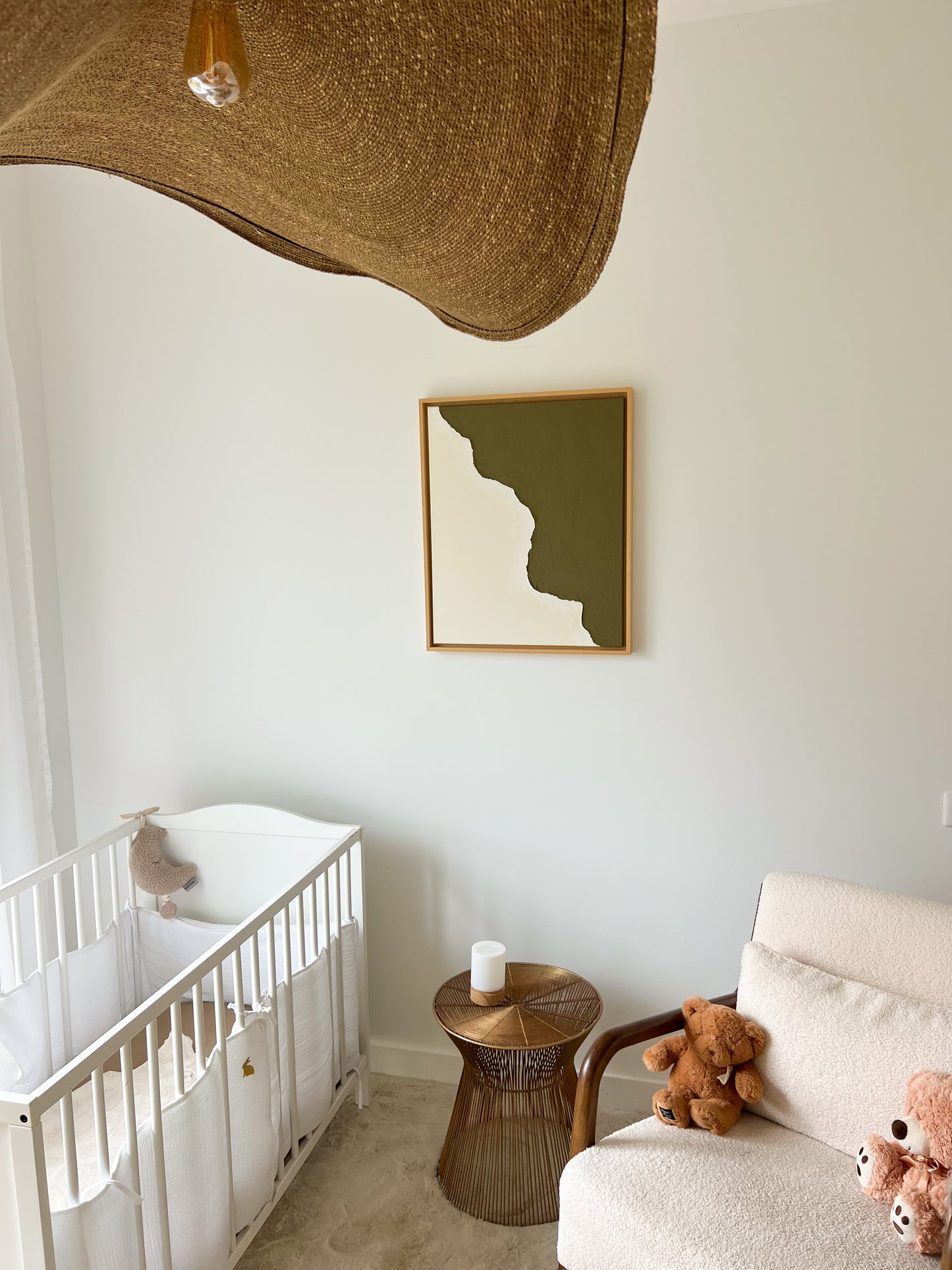 PARMA tableau texturé minimaliste vert kaki et crème