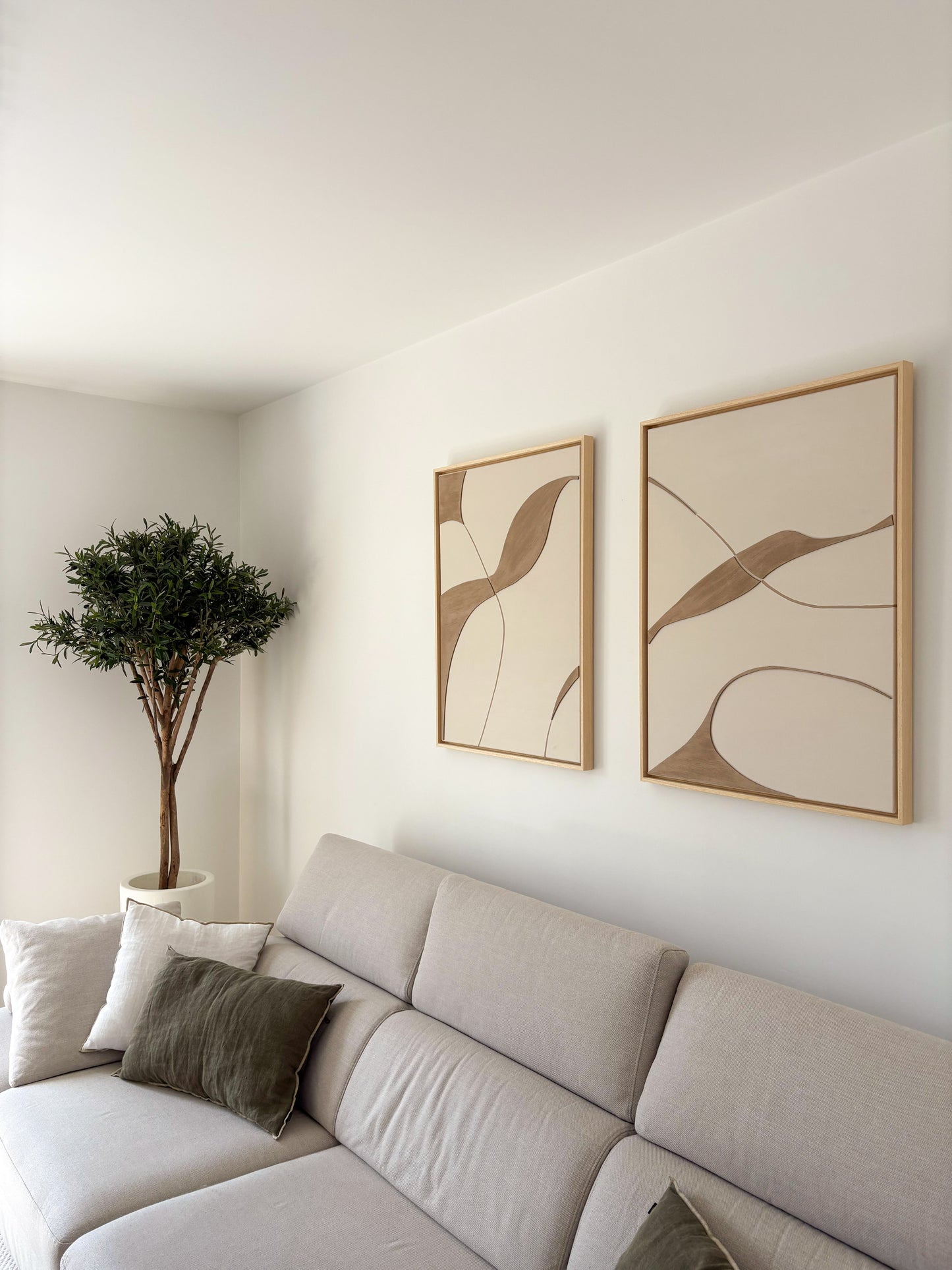 SYDNEY DUO - collection PREMIUM tableaux en relief taupe et beige lin