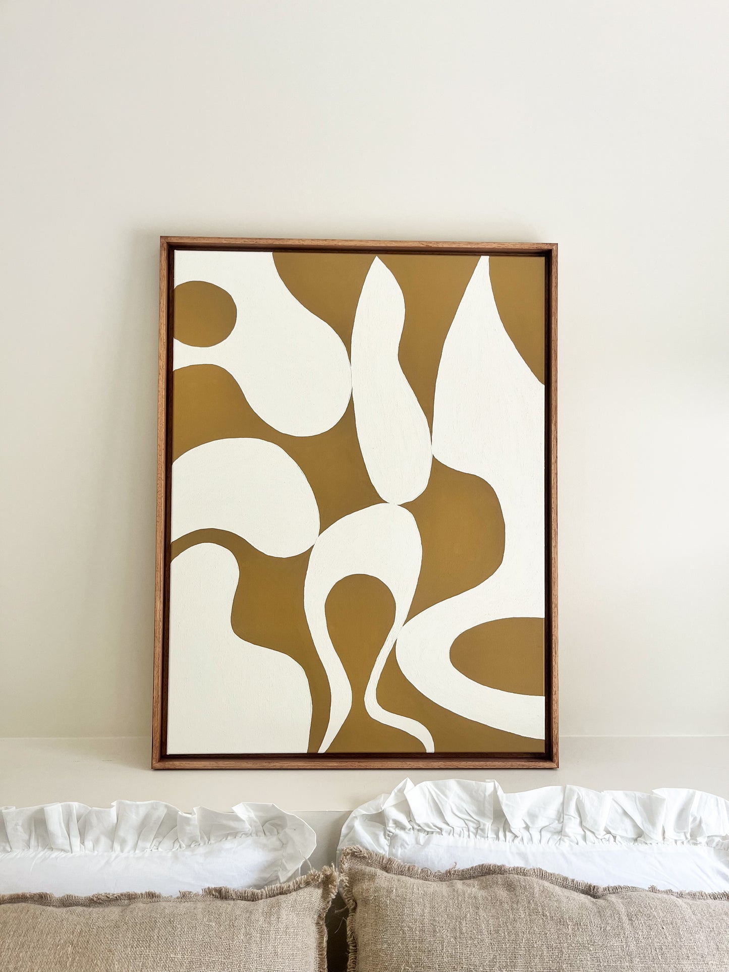 COMO tableau formes organiques relief marron camel et crème