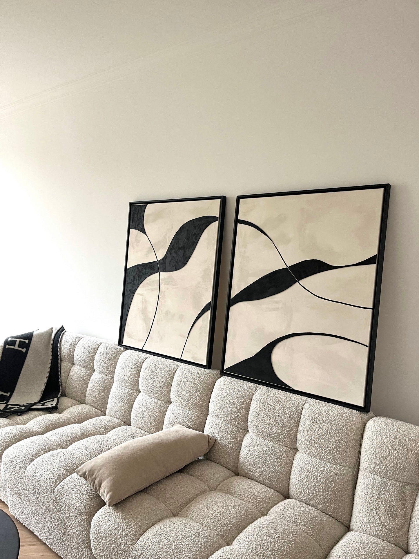 SYDNEY DUO - collection PREMIUM tableaux en relief noir et beige