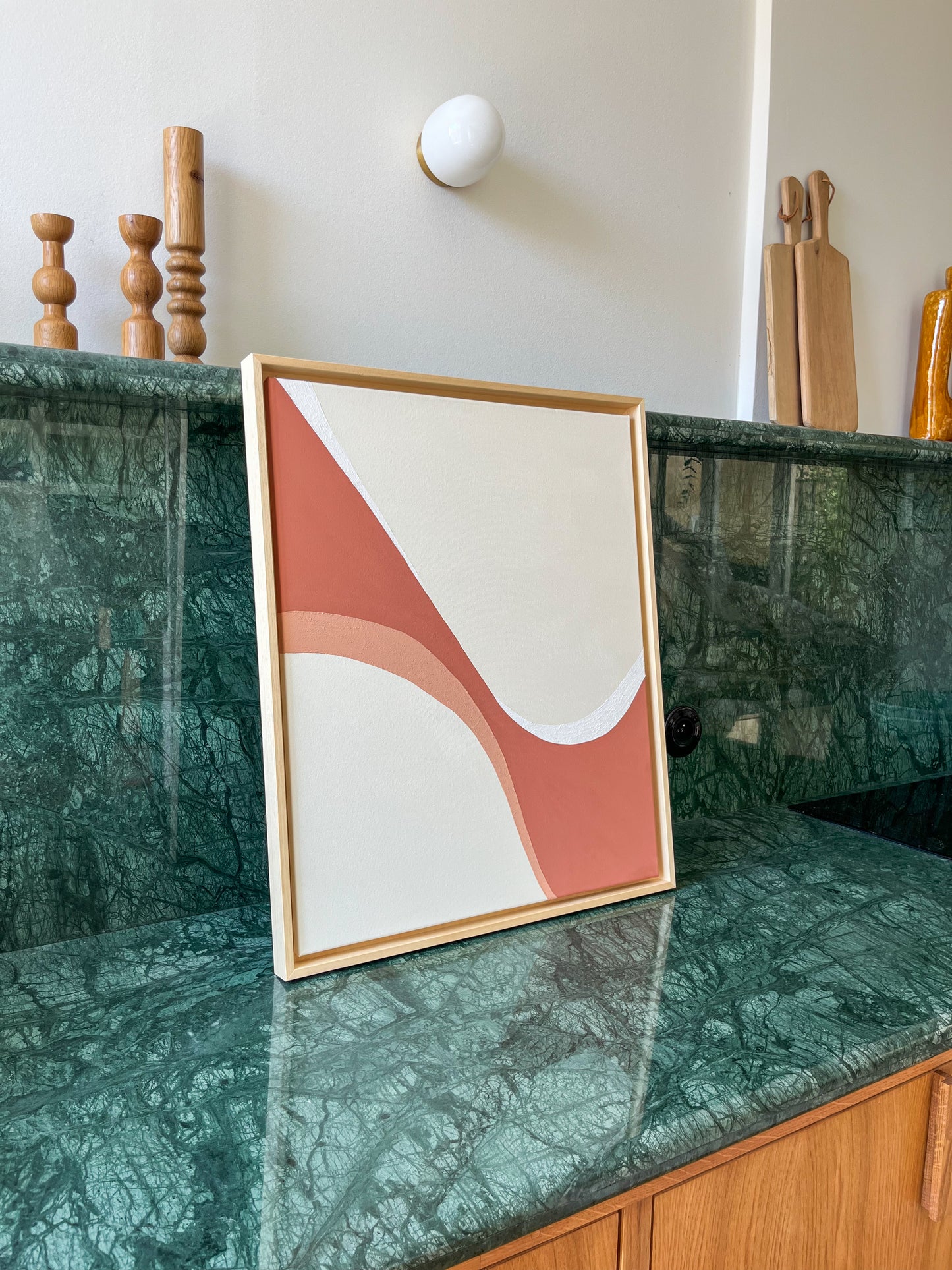 BAYONNE tableau courbe minimaliste terra cota et crème