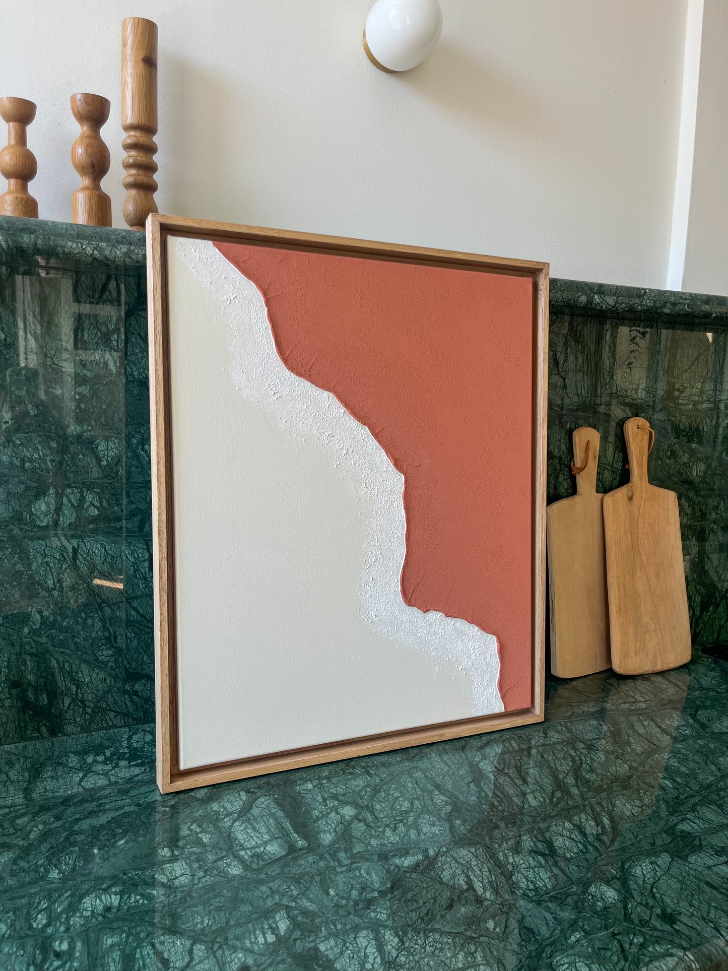 SAINT-JEAN-DE-LUZ tableau texturé minimaliste terra cota et crème
