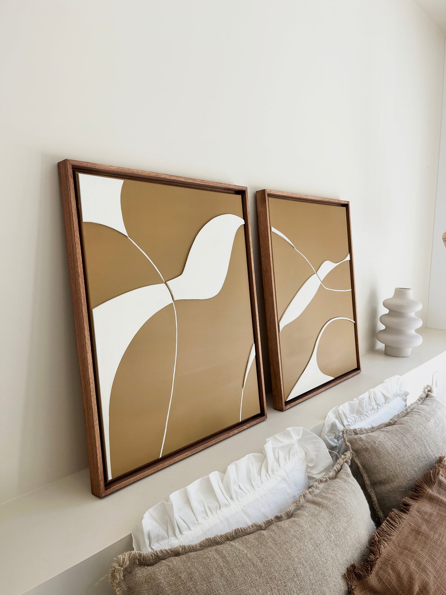 SYDNEY DUO - collection PREMIUM tableaux en relief camel et crème