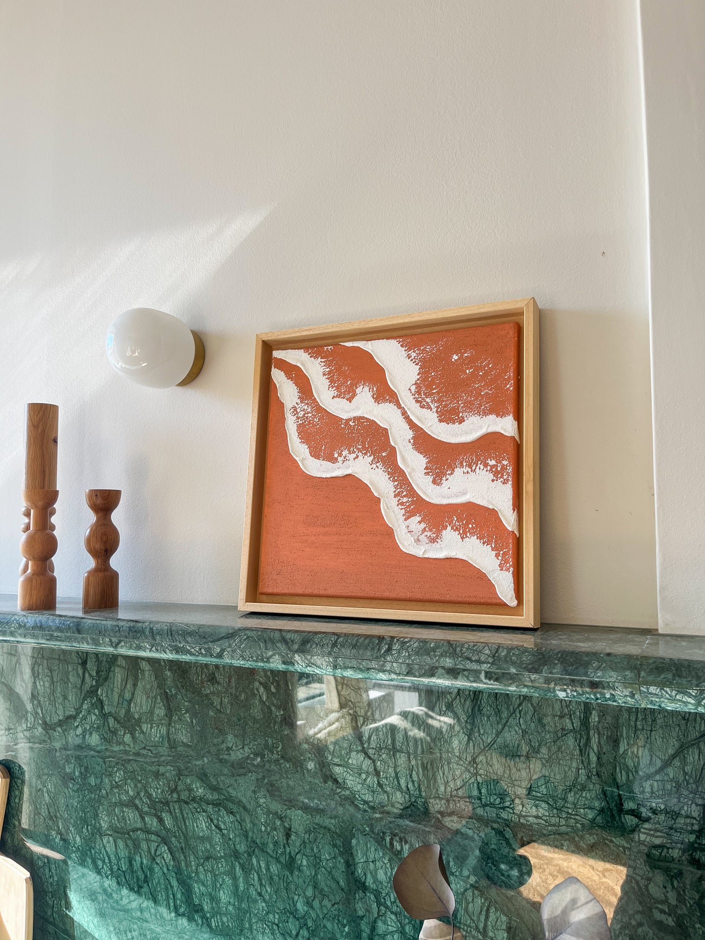 PYLA mini tableau relief vagues terra cota foncé