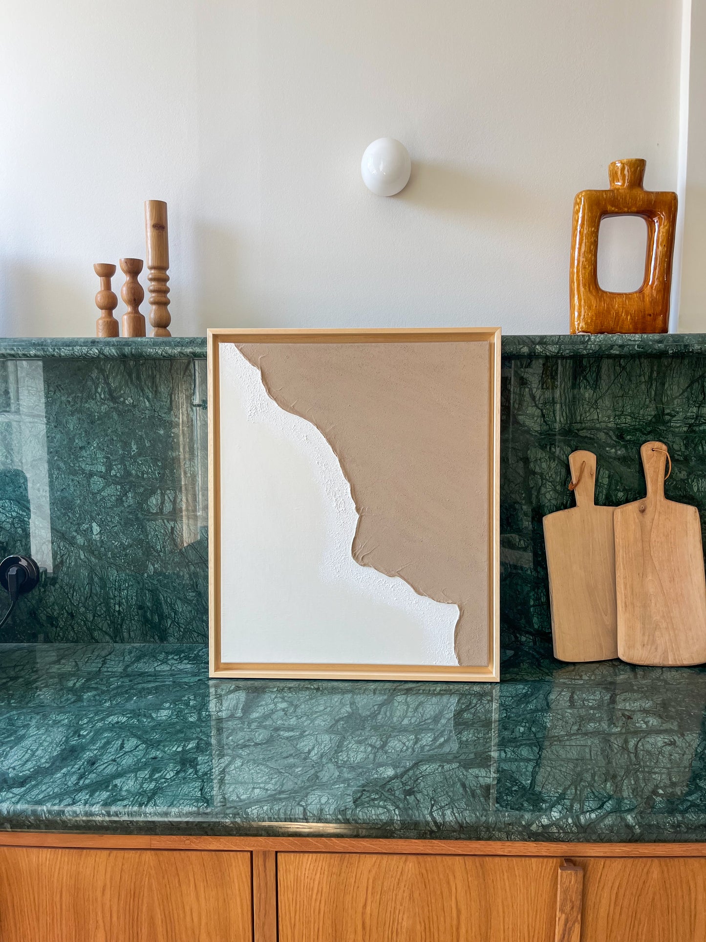 HENDAYE tableau texturé minimaliste taupe et crème