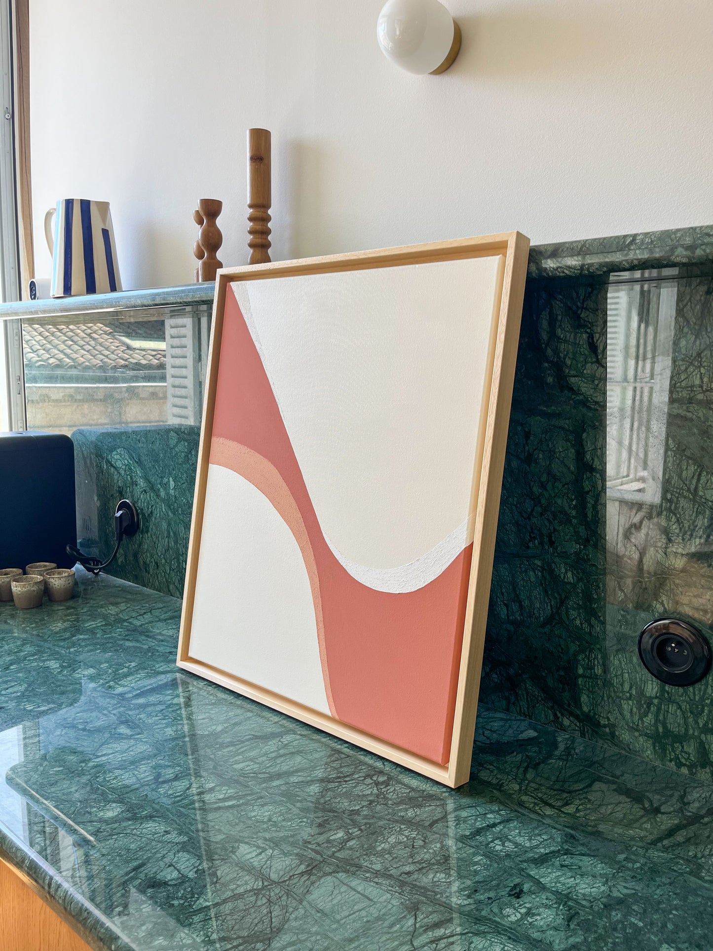 BAYONNE tableau courbe minimaliste terra cota et crème