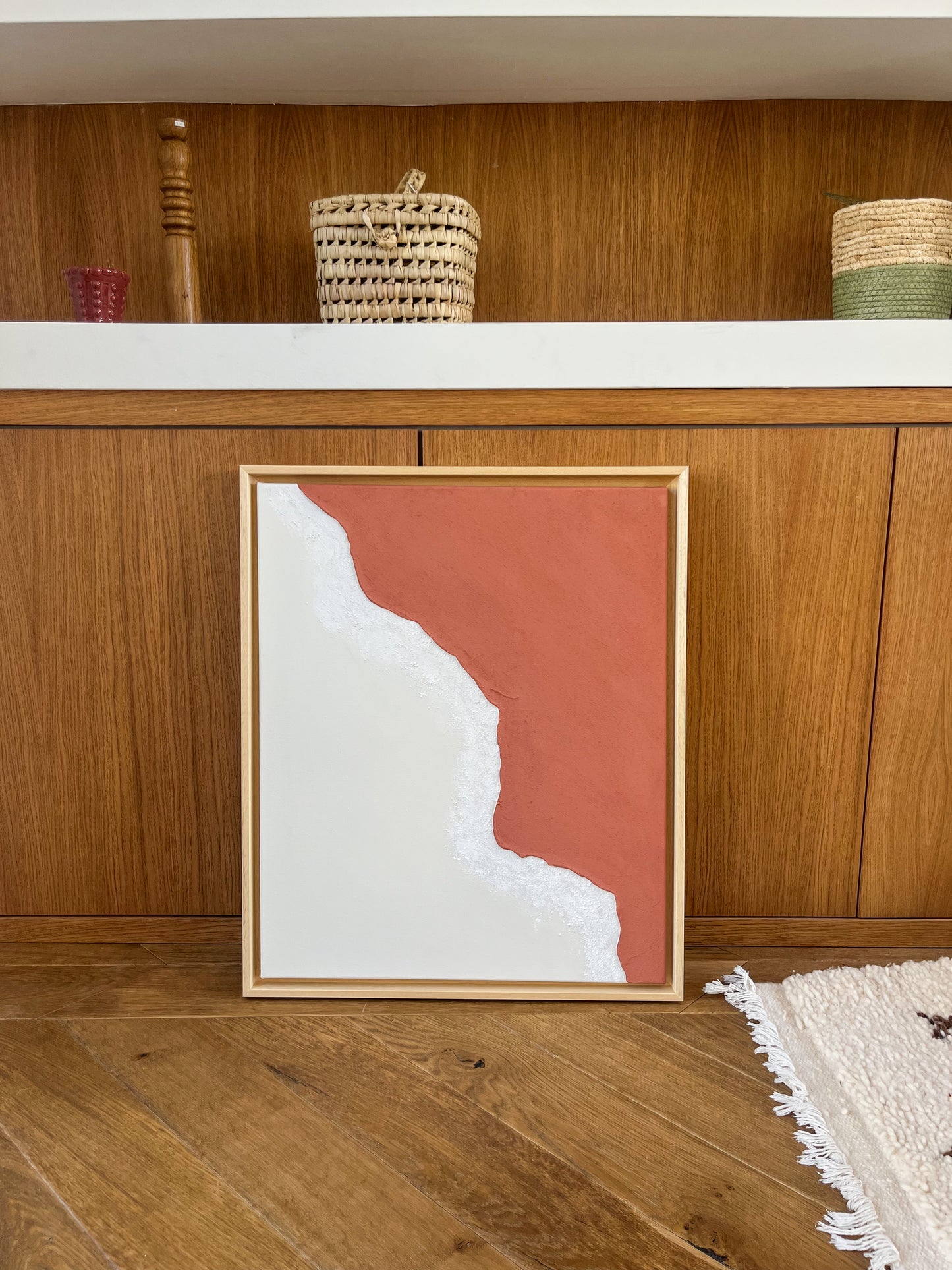 SAINT-JEAN-DE-LUZ tableau texturé minimaliste terra cota et crème