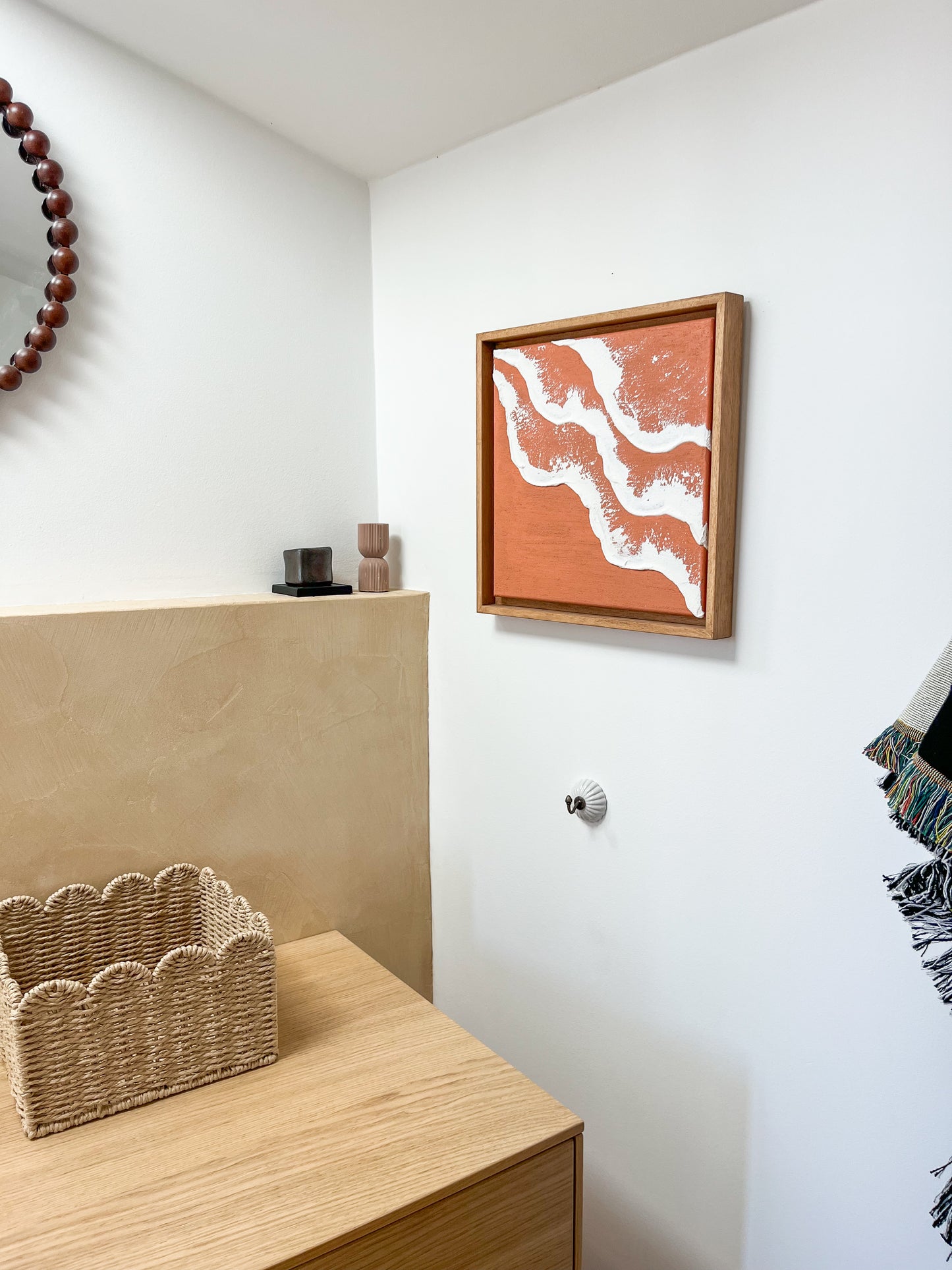 PYLA mini tableau relief vagues terra cota foncé