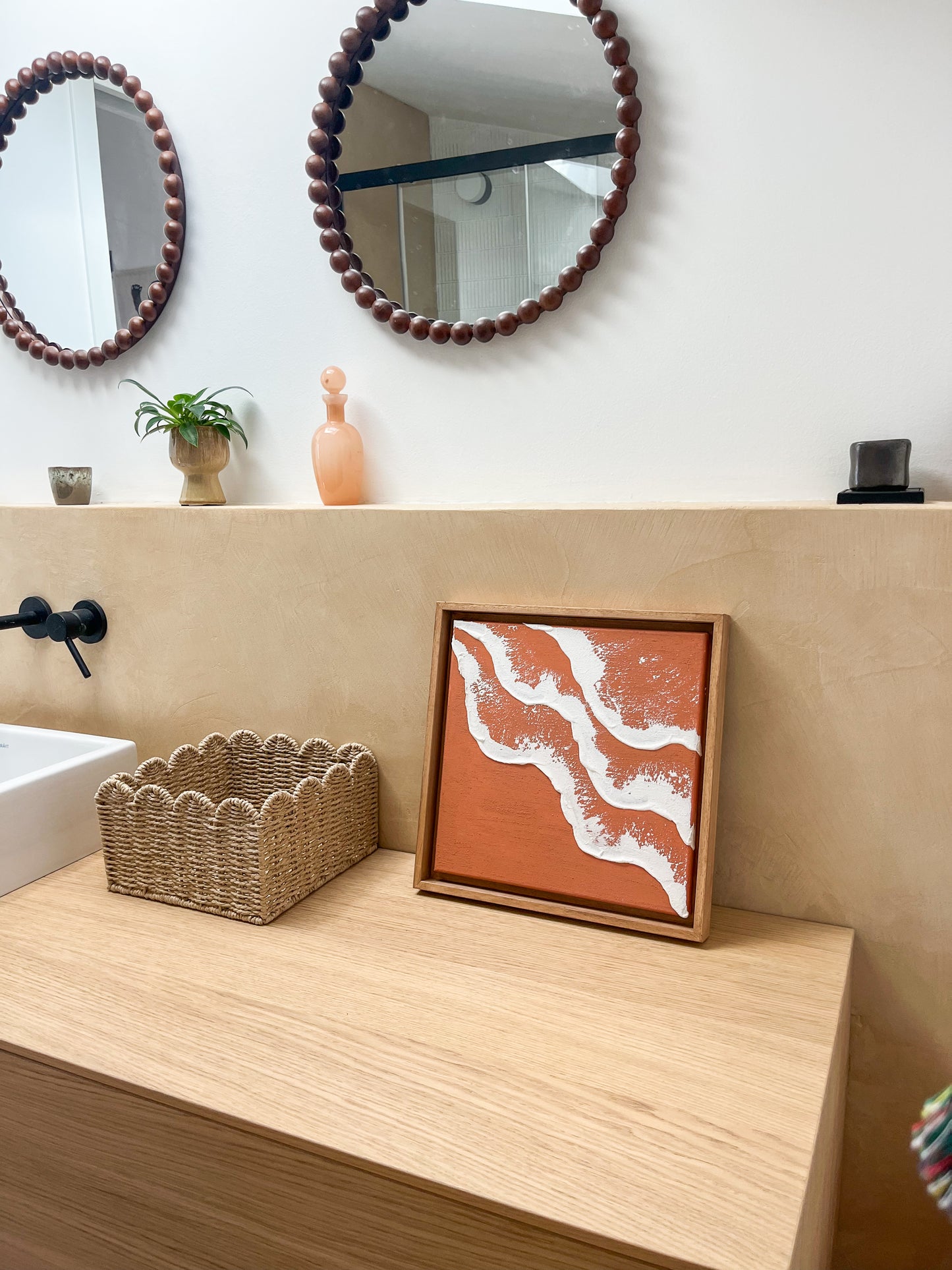 PYLA mini tableau relief vagues terra cota foncé