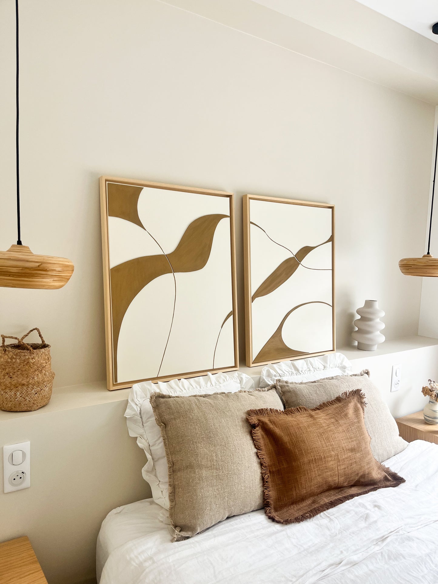 SYDNEY DUO - collection PREMIUM tableaux en relief crème et camel