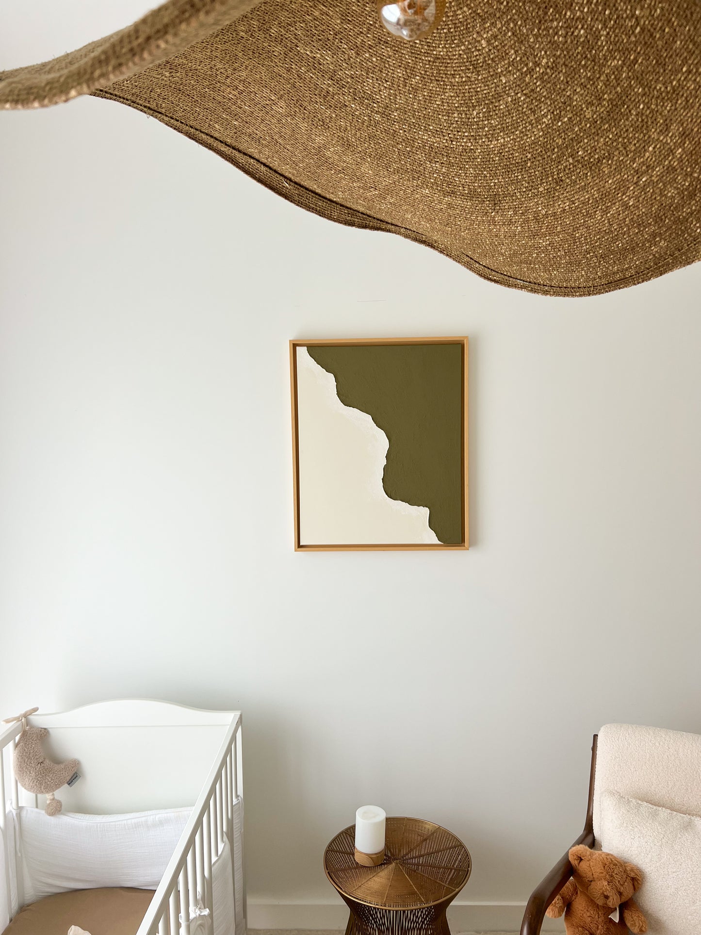 PARMA tableau texturé minimaliste vert kaki et crème