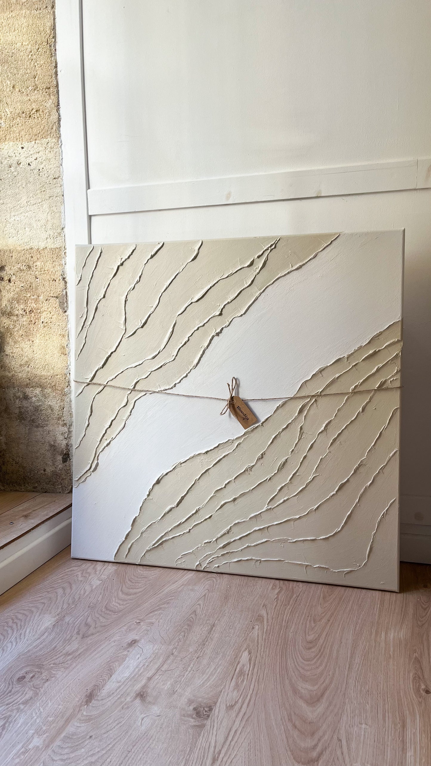 PORQUEROLLES tableau texturé beige crème