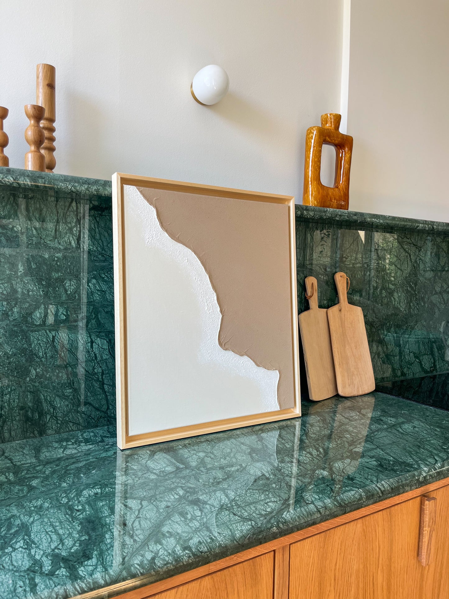 HENDAYE tableau texturé minimaliste taupe et crème