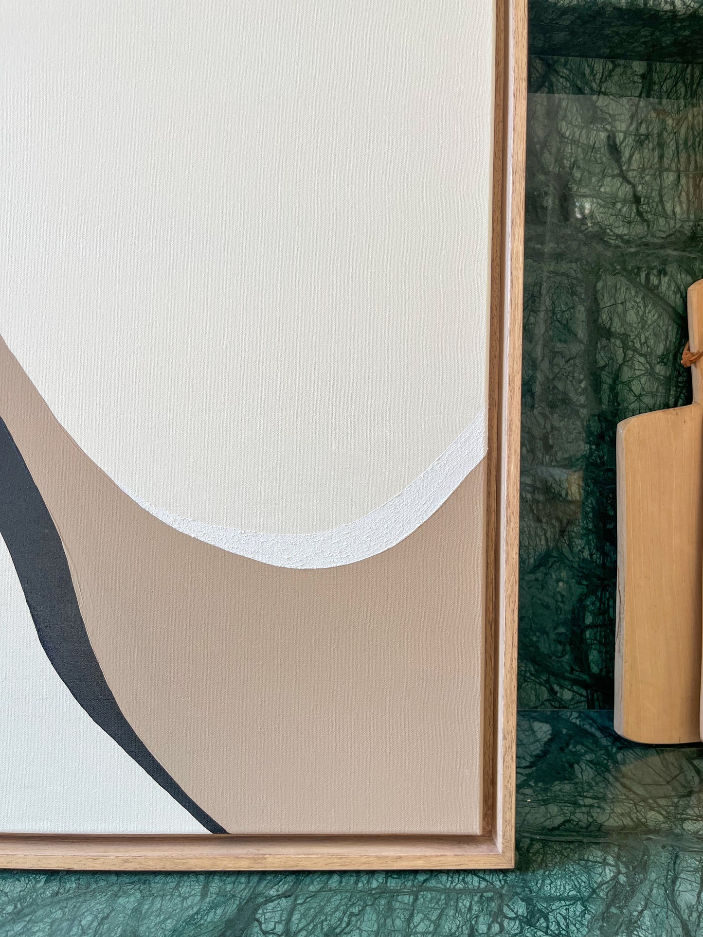 BIARRITZ tableau courbe minimaliste noir, crème et taupe
