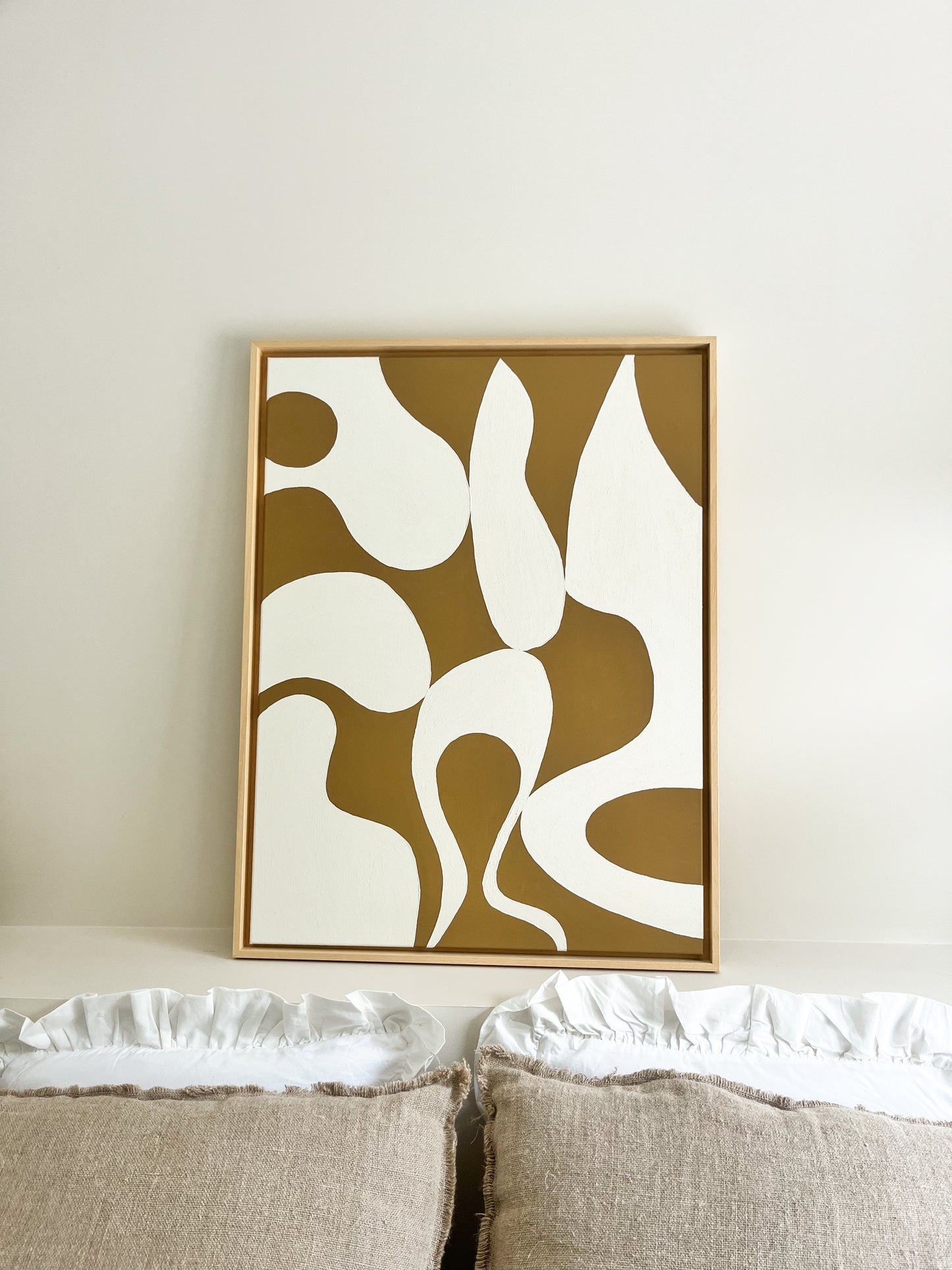 COMO tableau formes organiques relief marron camel et crème