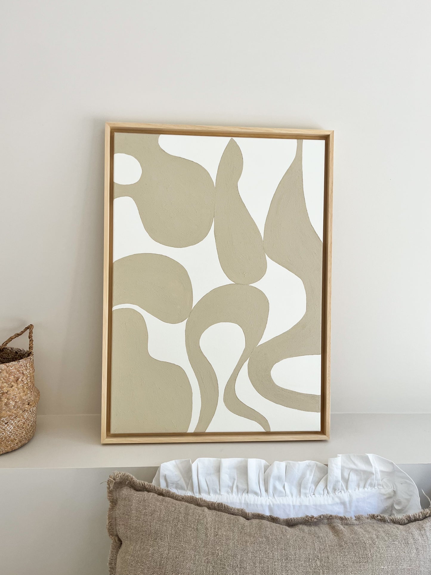 MUSSO tableau formes organiques relief beige et crème