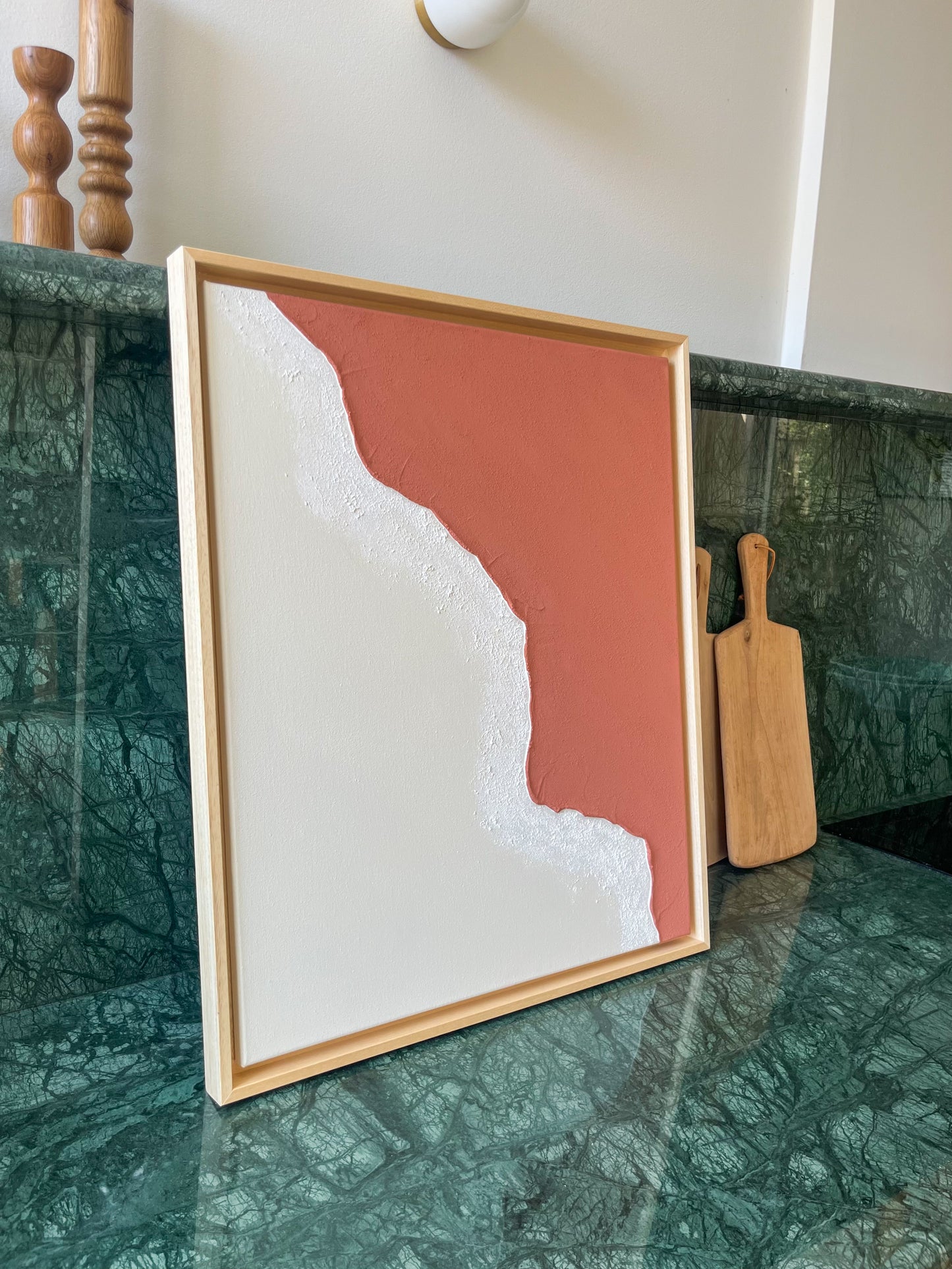 SAINT-JEAN-DE-LUZ tableau texturé minimaliste terra cota et crème