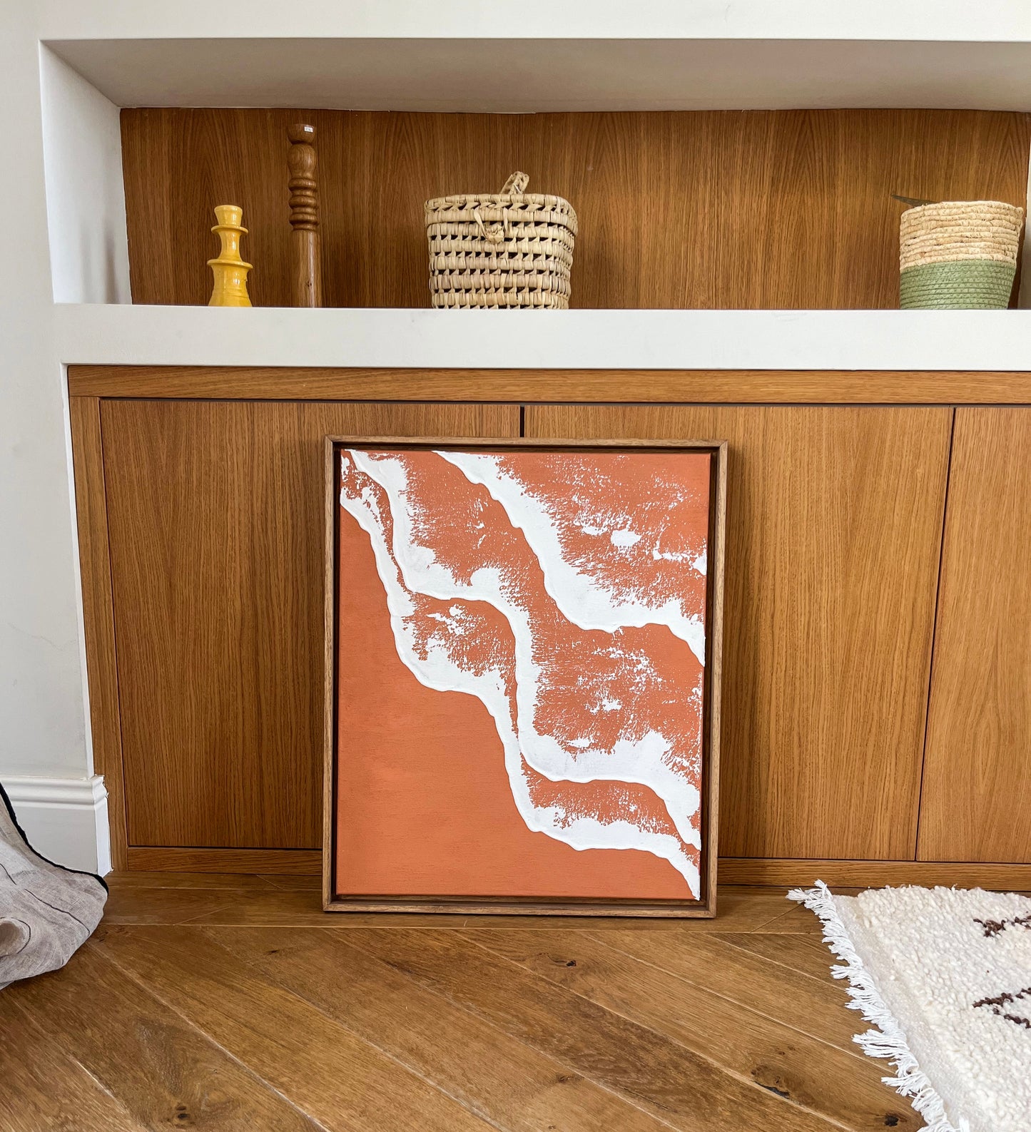 PYLA tableau relief vagues terra cota foncé