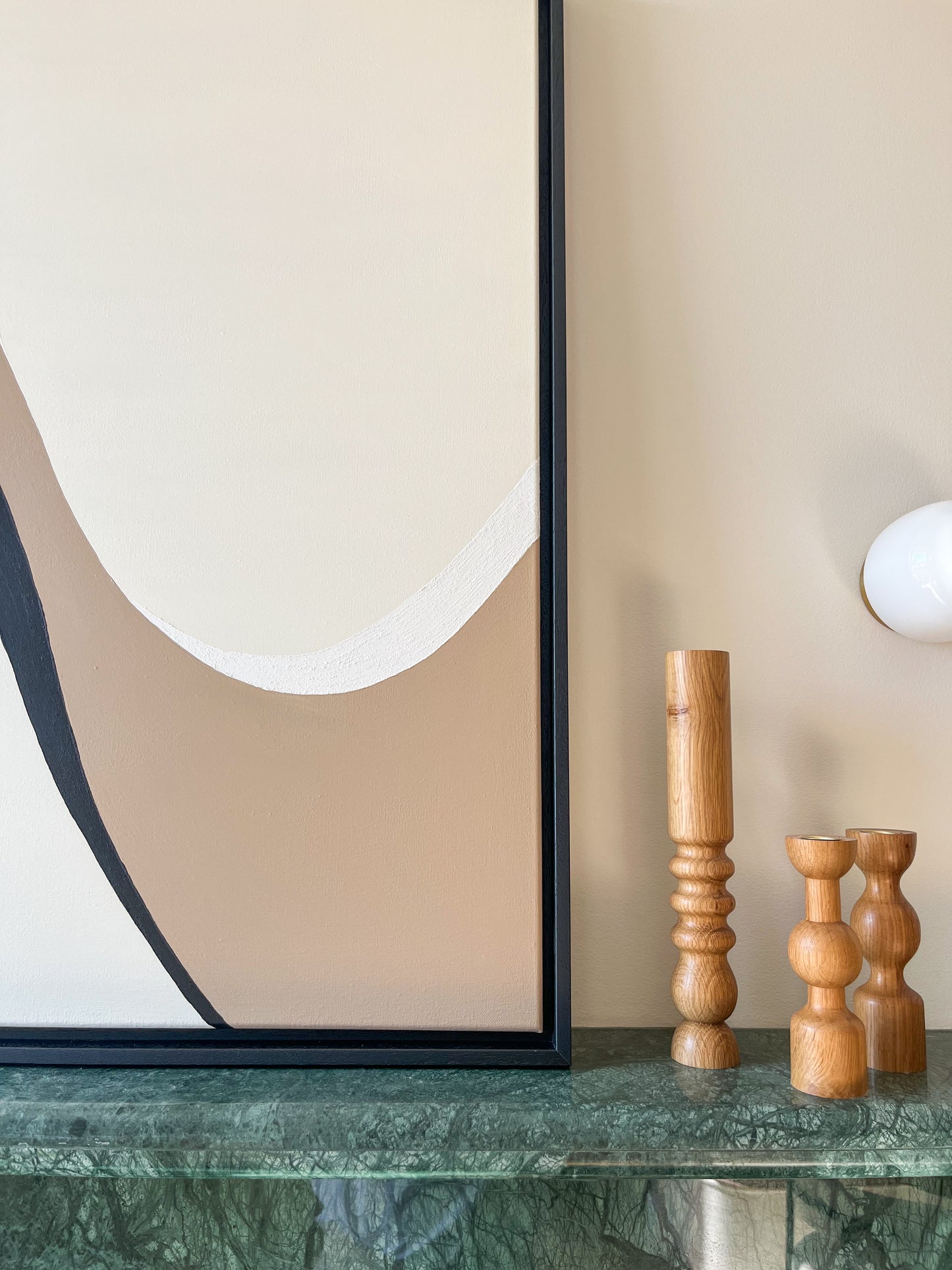 BIARRITZ tableau courbe minimaliste noir, crème et taupe
