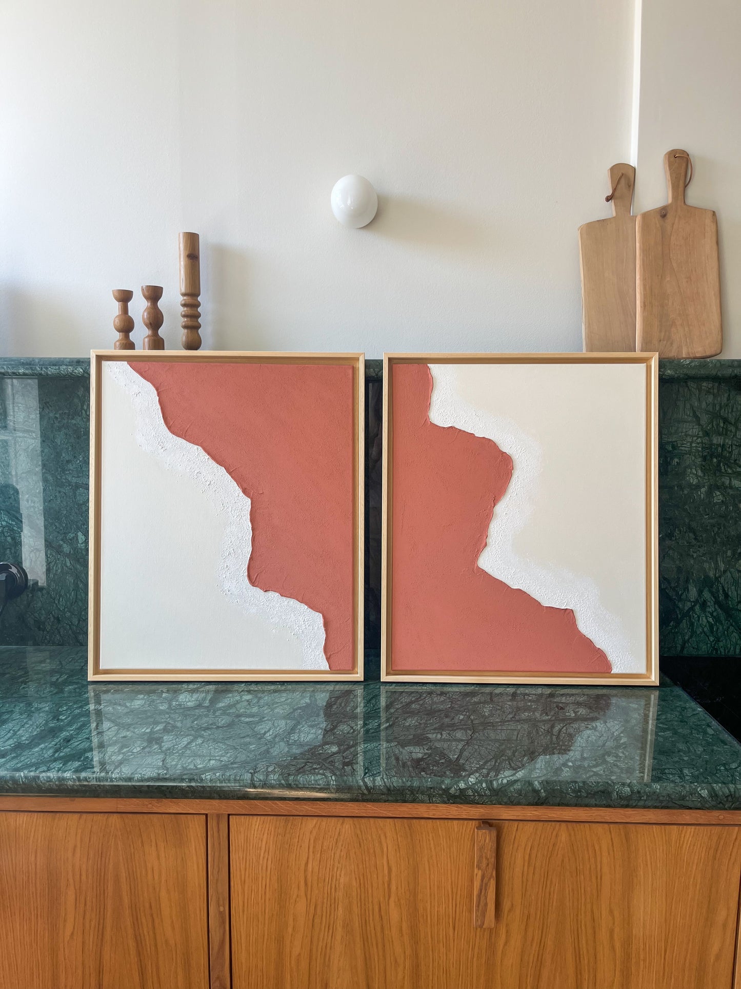 DUO SAINT-JEAN-DE-LUZ tableaux texturés minimalistes terra cota et crème