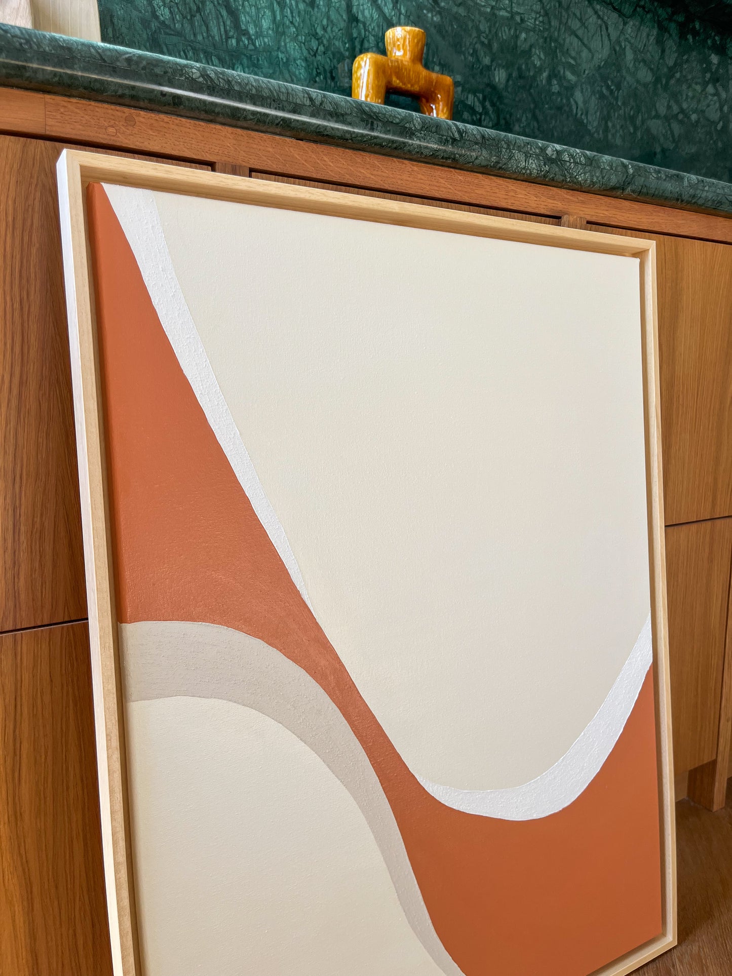 ESPELETTE tableau courbe minimaliste crème, terra cota et beige lin