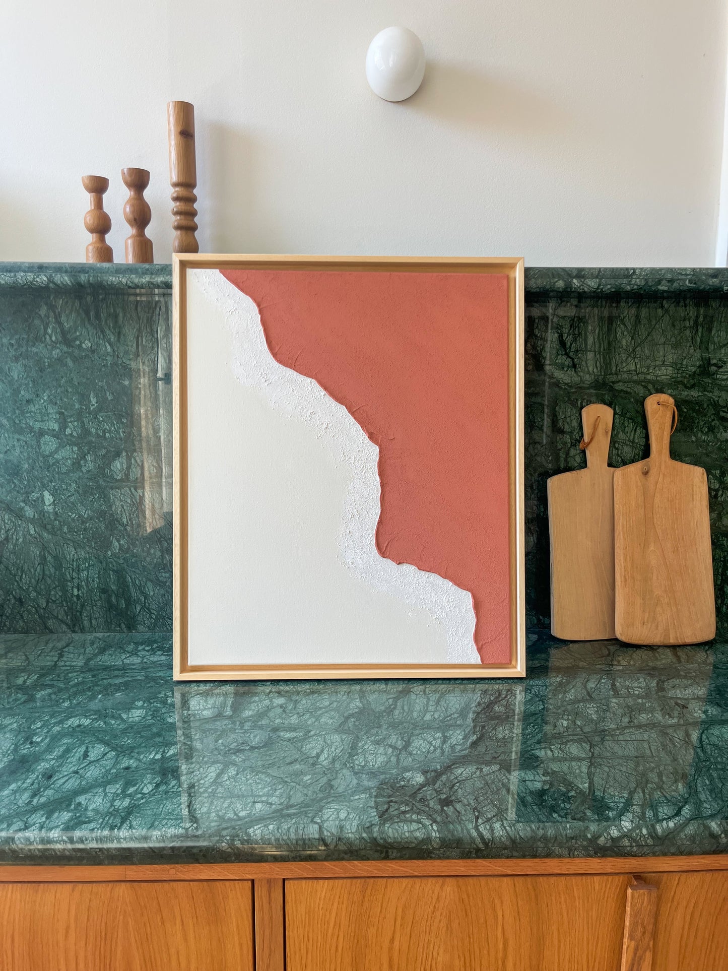 SAINT-JEAN-DE-LUZ tableau texturé minimaliste terra cota et crème