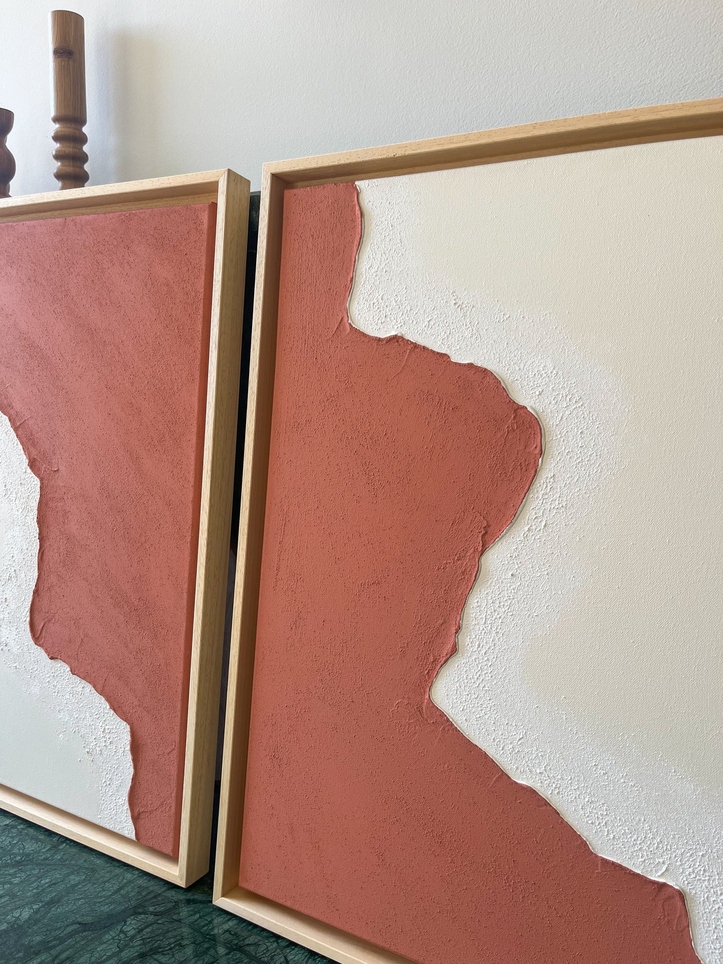 DUO SAINT-JEAN-DE-LUZ tableaux texturés minimalistes terra cota et crème