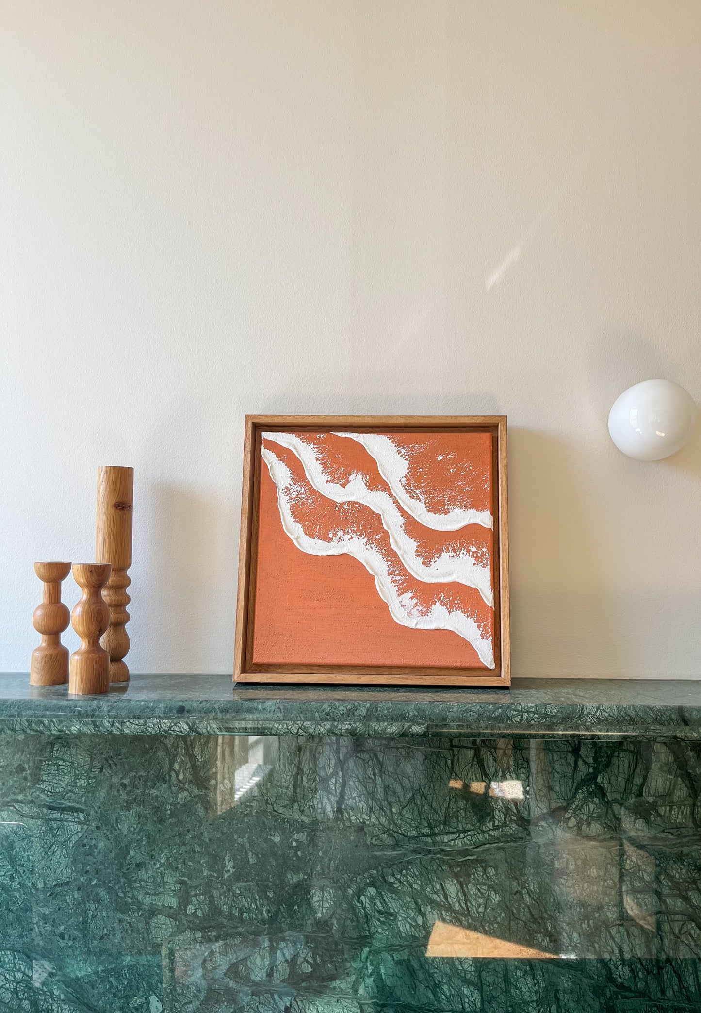PYLA mini tableau relief vagues terra cota foncé