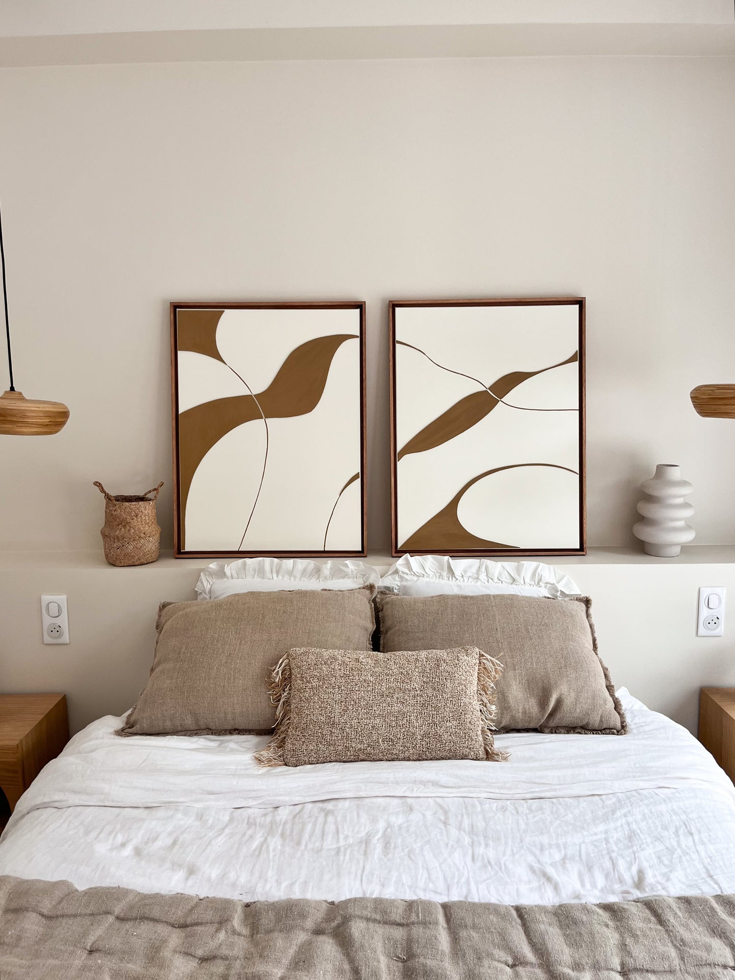 SYDNEY DUO - collection PREMIUM tableaux en relief crème et camel