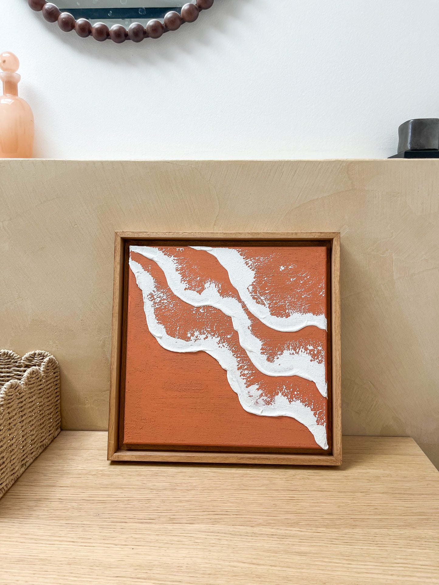 PYLA mini tableau relief vagues terra cota foncé