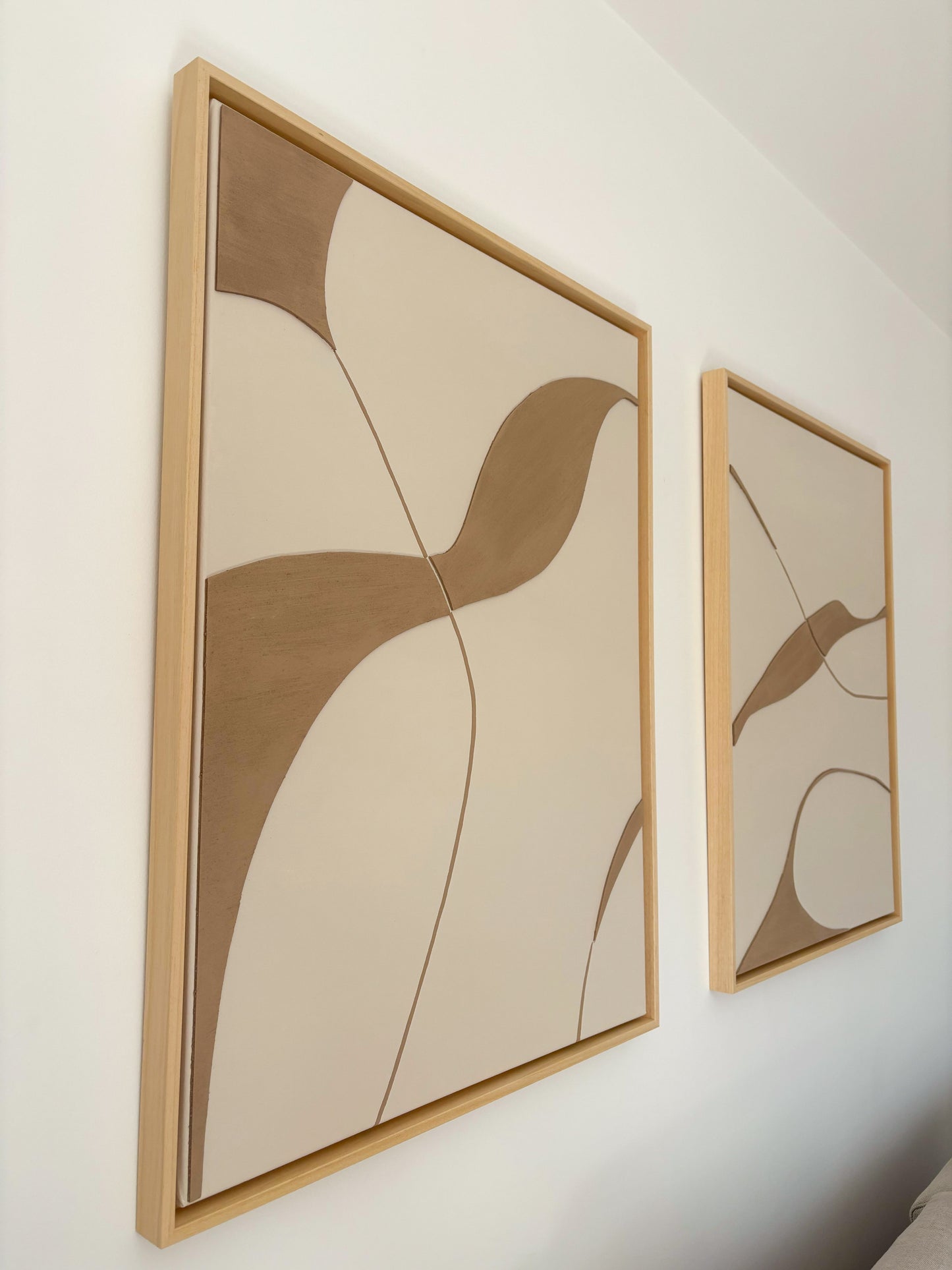 SYDNEY DUO - collection PREMIUM tableaux en relief taupe et beige lin
