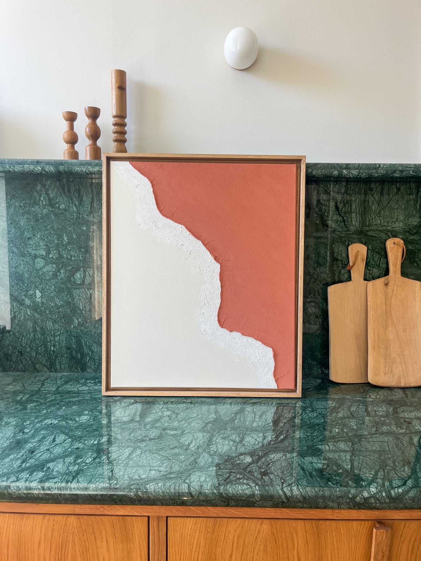 SAINT-JEAN-DE-LUZ tableau texturé minimaliste terra cota et crème
