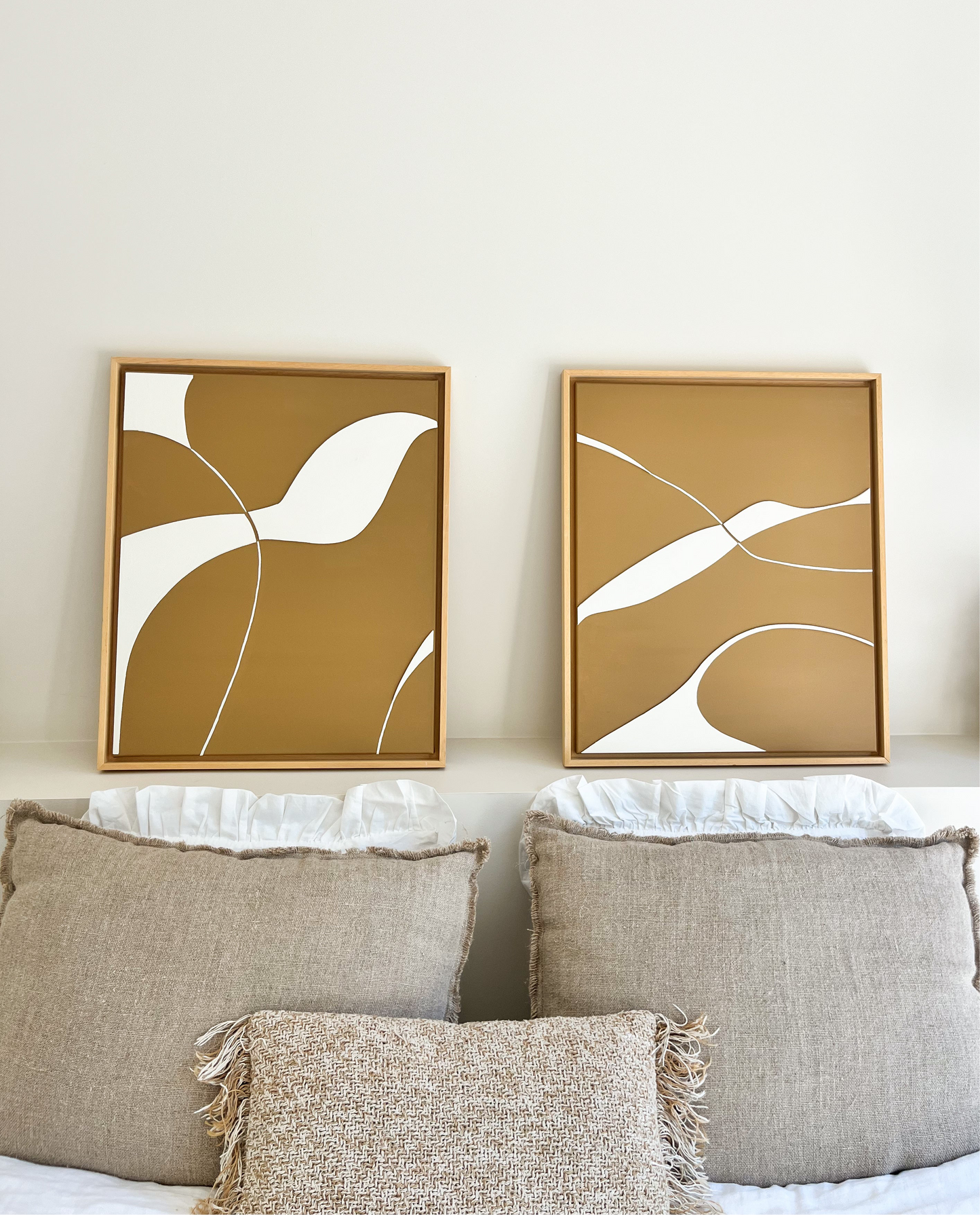 SYDNEY DUO - collection PREMIUM tableaux en relief camel et crème