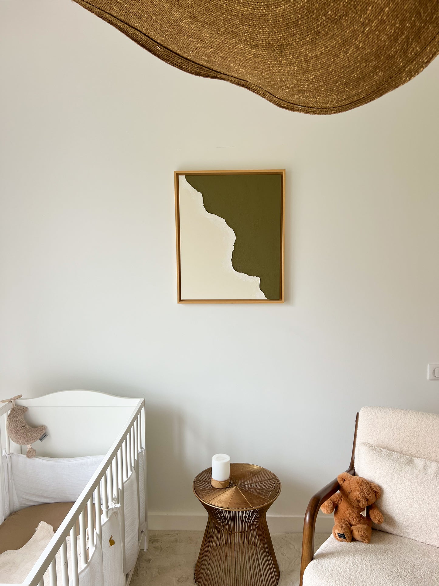 PARMA tableau texturé minimaliste vert kaki et crème