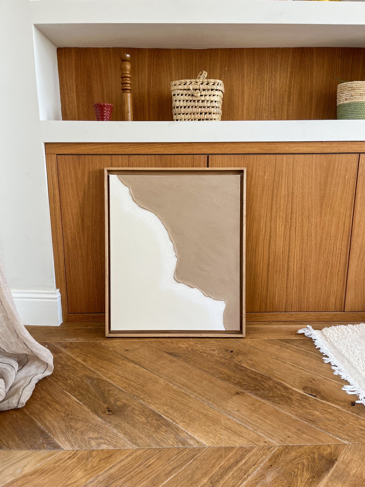 HENDAYE tableau texturé minimaliste taupe et crème