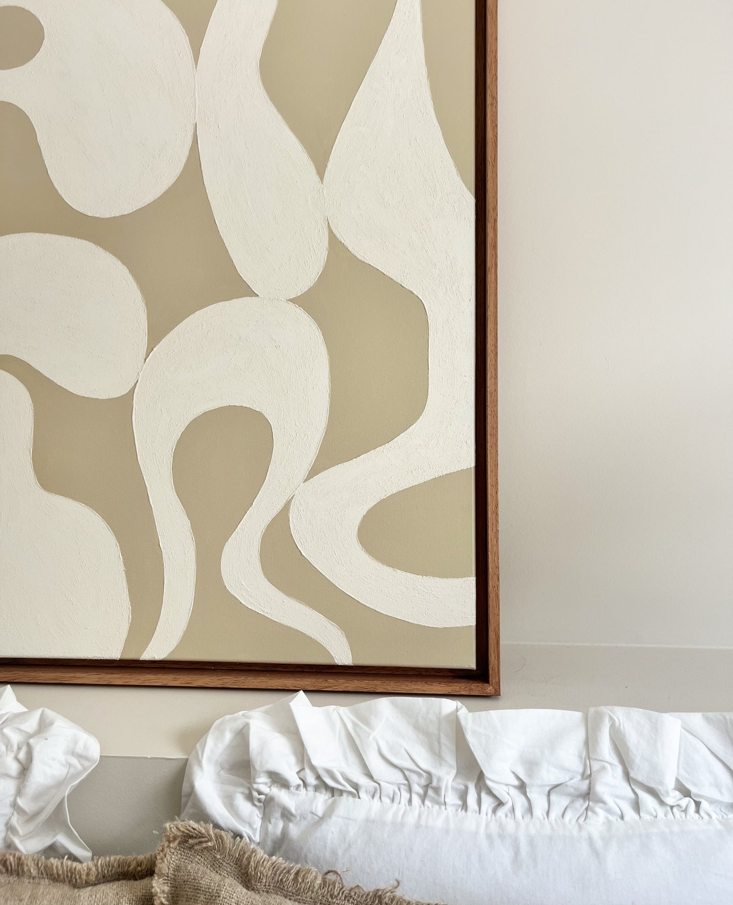 MUSSO DUO tableaux formes organiques relief beige et crème