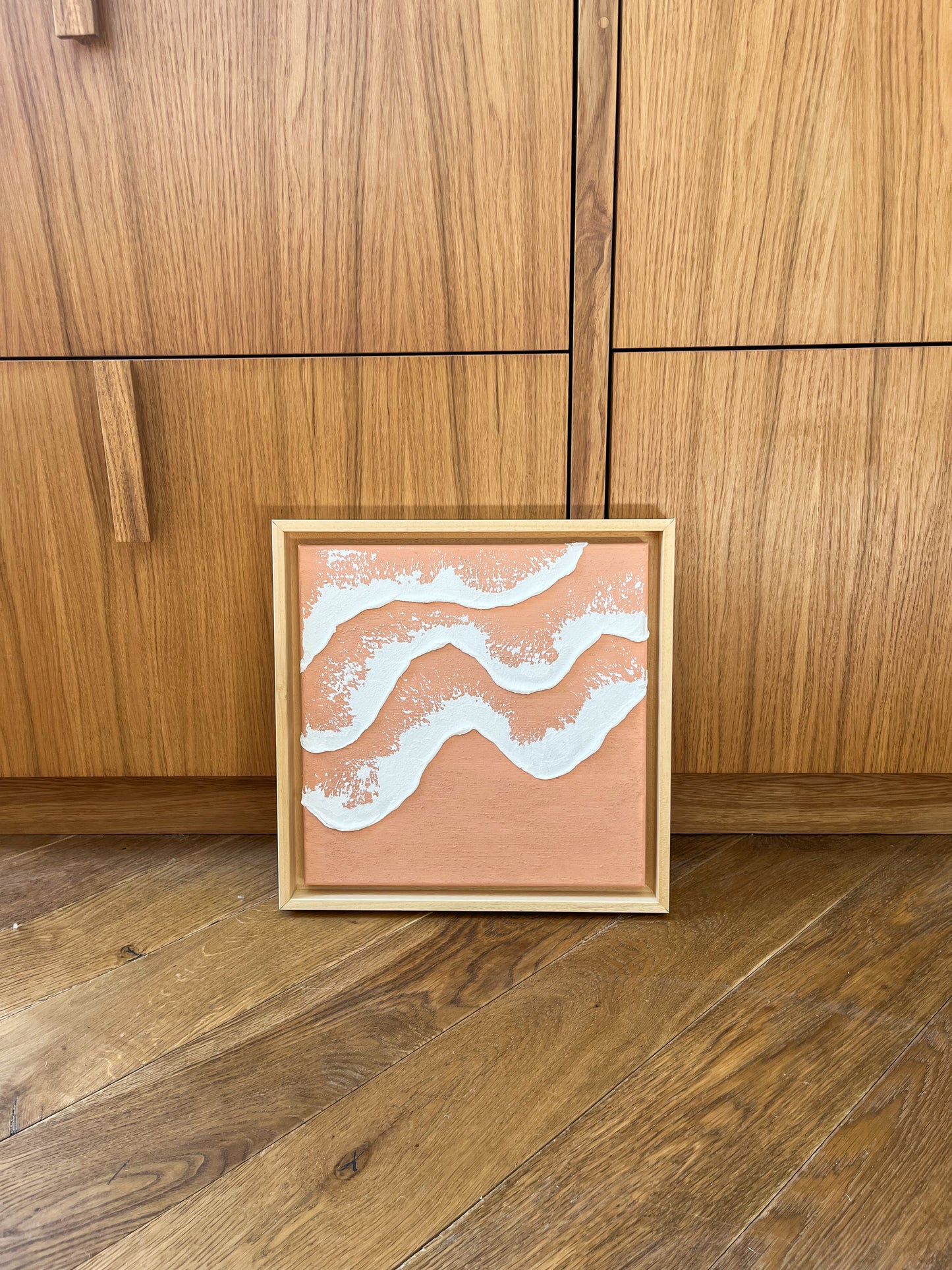 ARCACHON mini tableau relief vagues terra cota clair