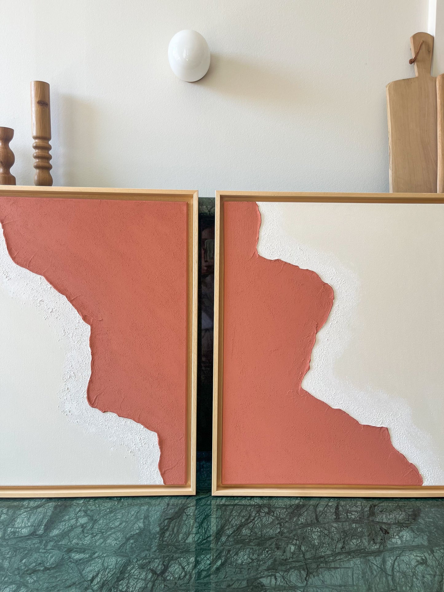 DUO SAINT-JEAN-DE-LUZ tableaux texturés minimalistes terra cota et crème