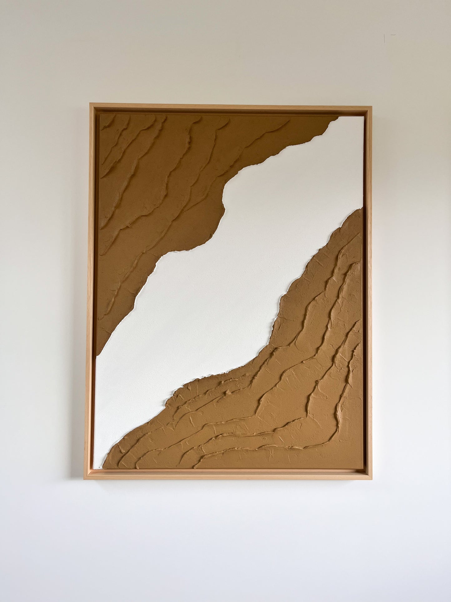 BARI tableau texturé marron camel et blanc