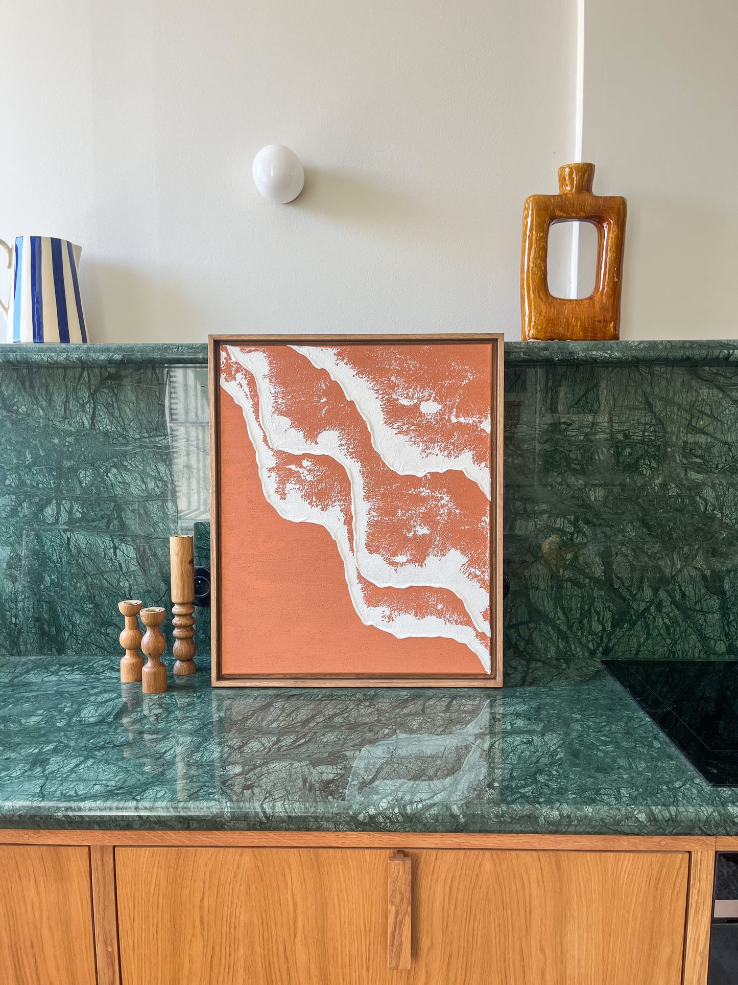 PYLA tableau relief vagues terra cota foncé