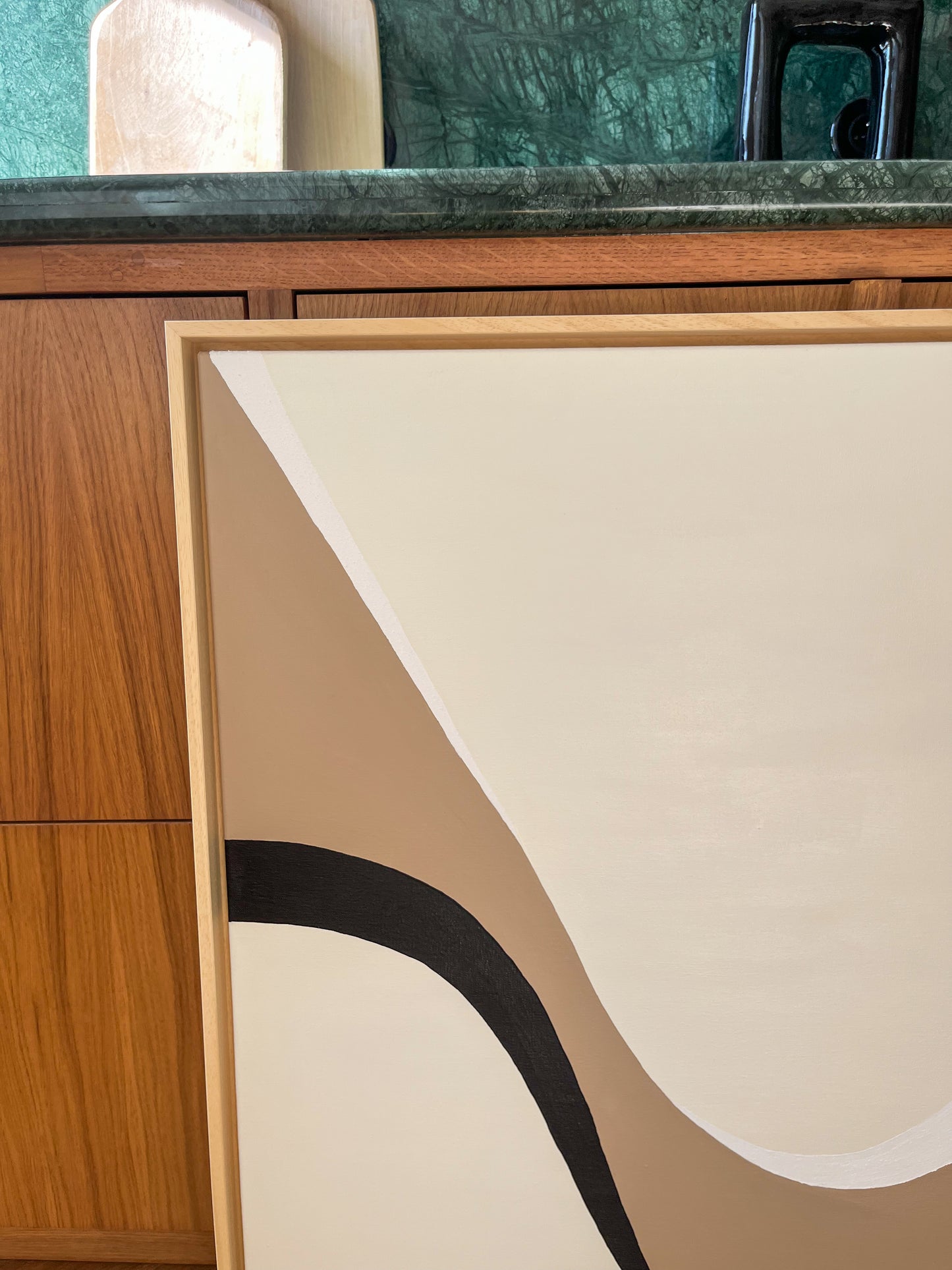 BIARRITZ tableau courbe minimaliste noir, crème et taupe