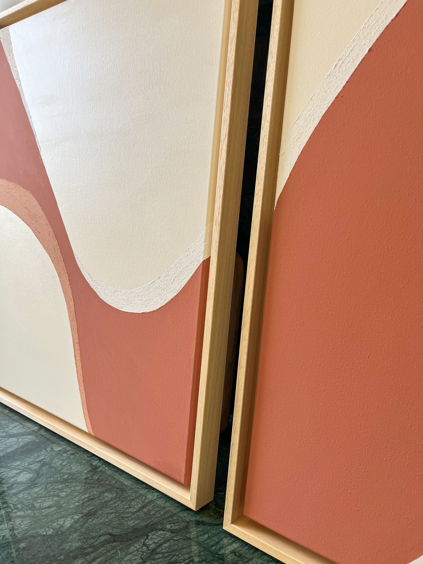 DUO BAYONNE tableaux courbes minimalistes terra cota et crème