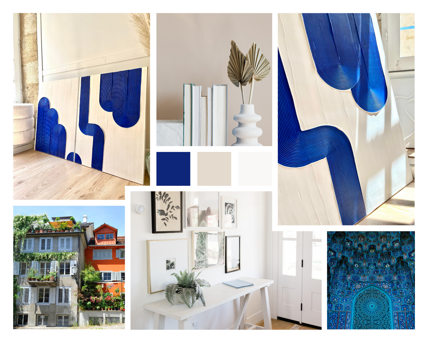 SANTA MONICA DUO tableaux texturés arches bleues