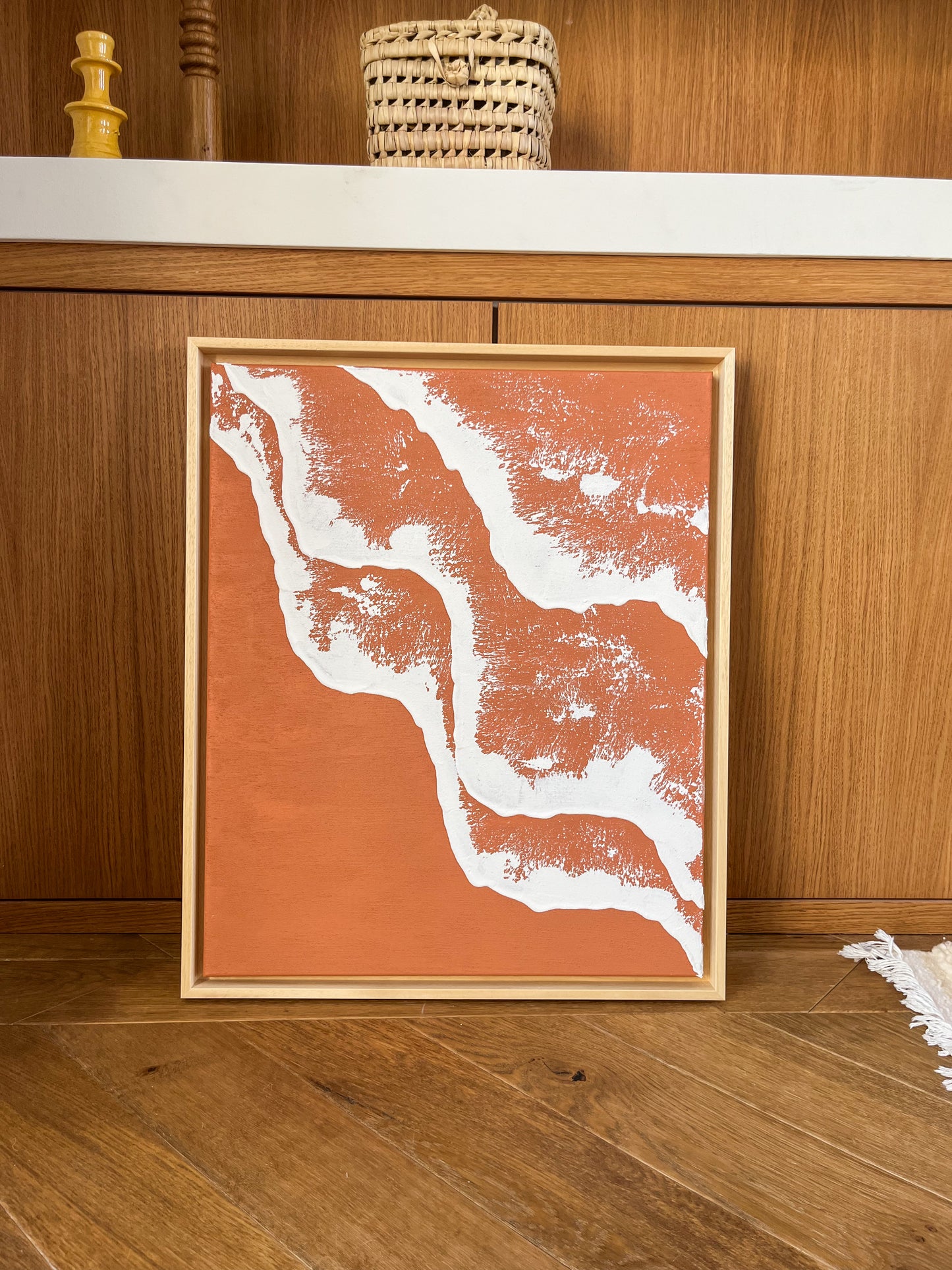 PYLA tableau relief vagues terra cota foncé