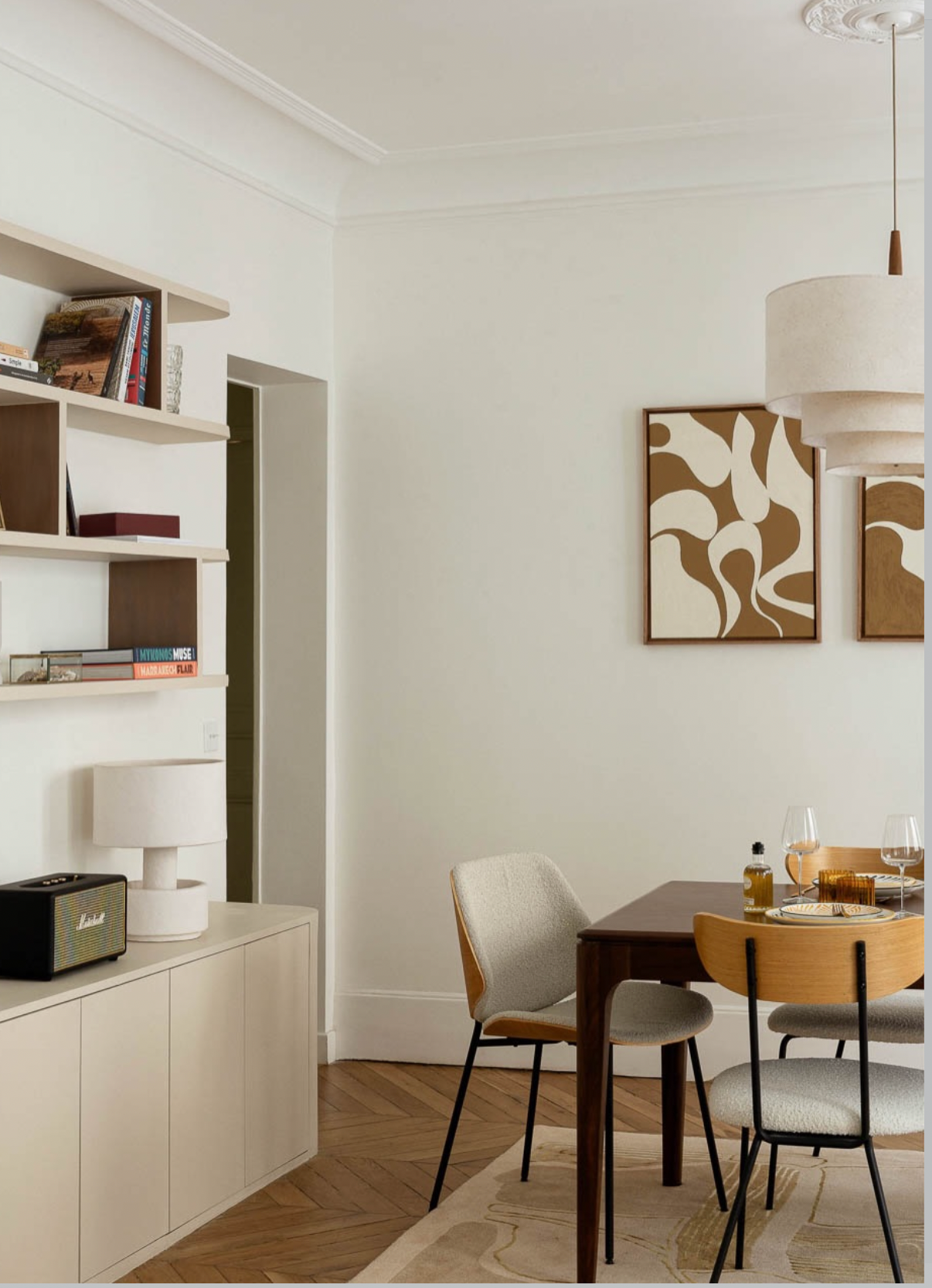 LECCE DUO marron et crème - tableaux formes organiques texturés