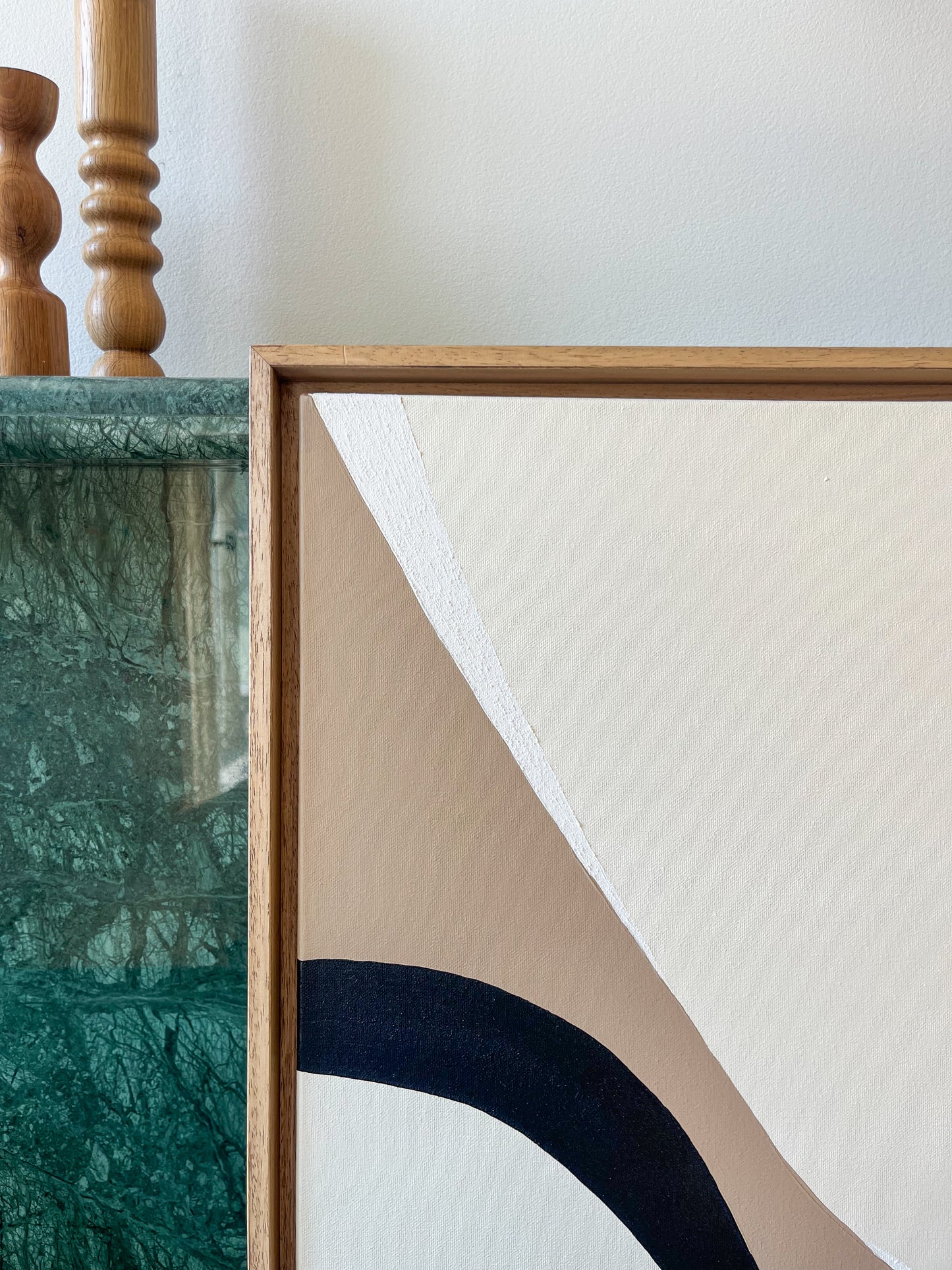 BIARRITZ tableau courbe minimaliste noir, crème et taupe