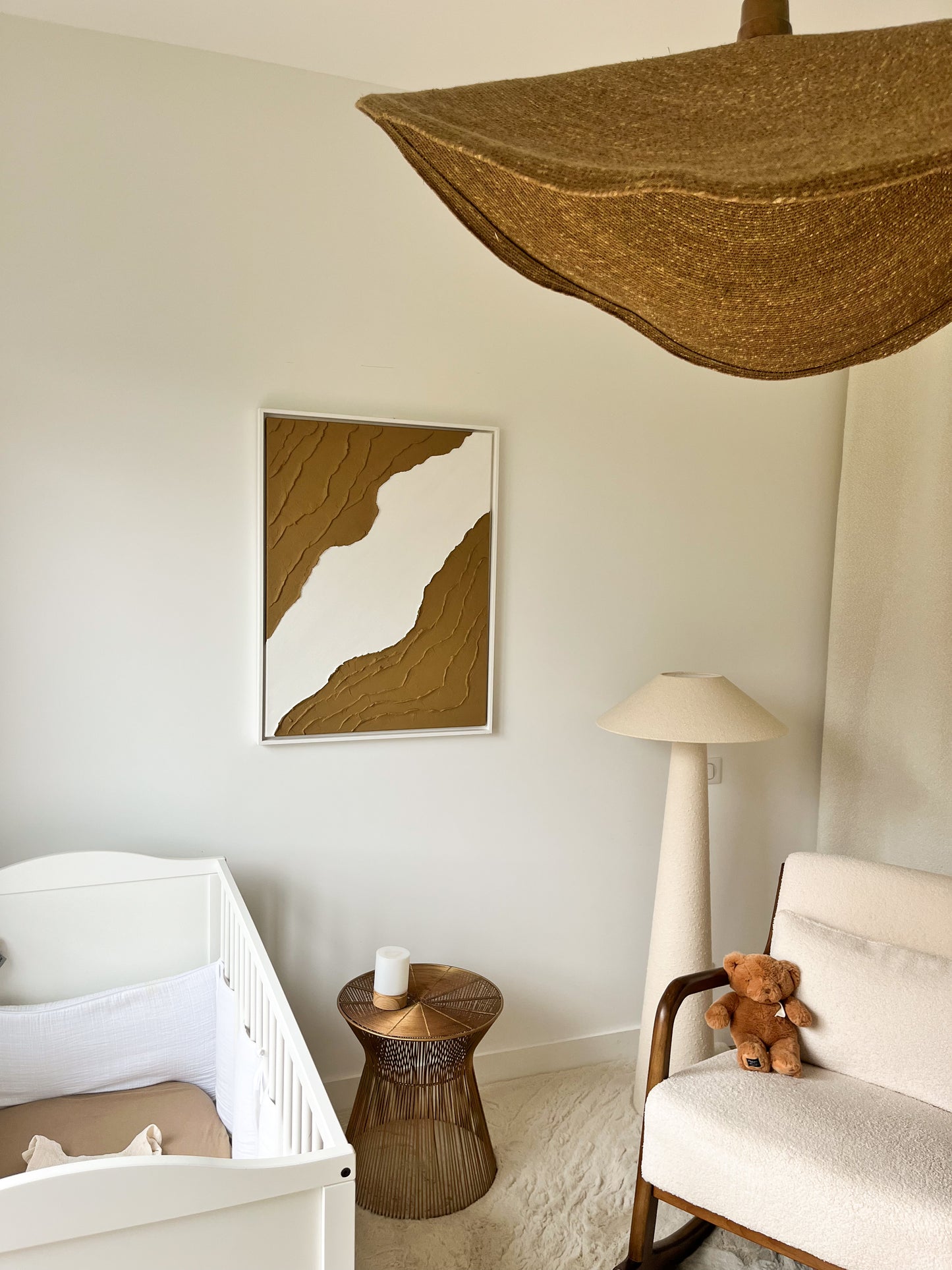 BARI tableau texturé marron camel et blanc