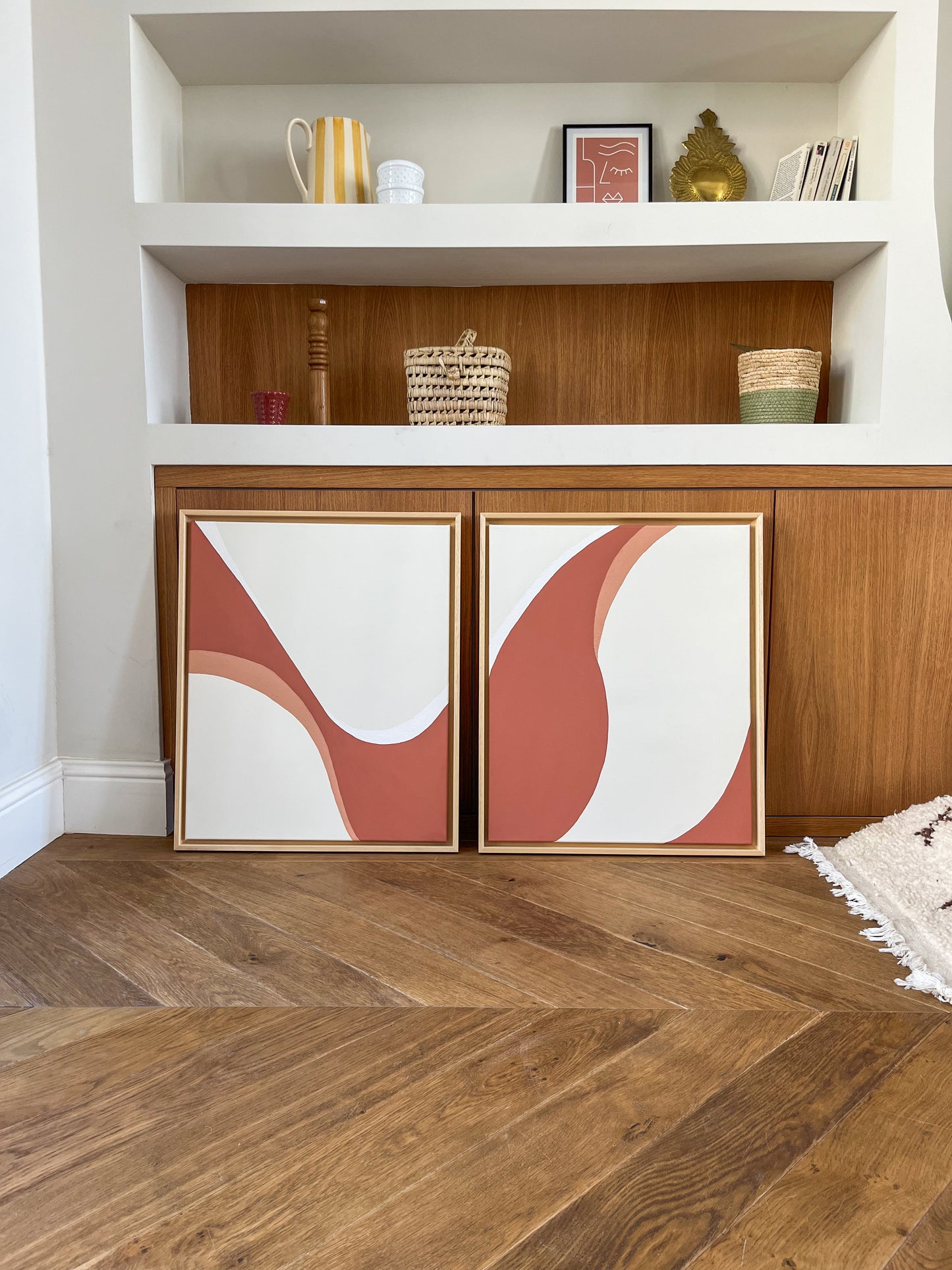 DUO BAYONNE tableaux courbes minimalistes terra cota et crème