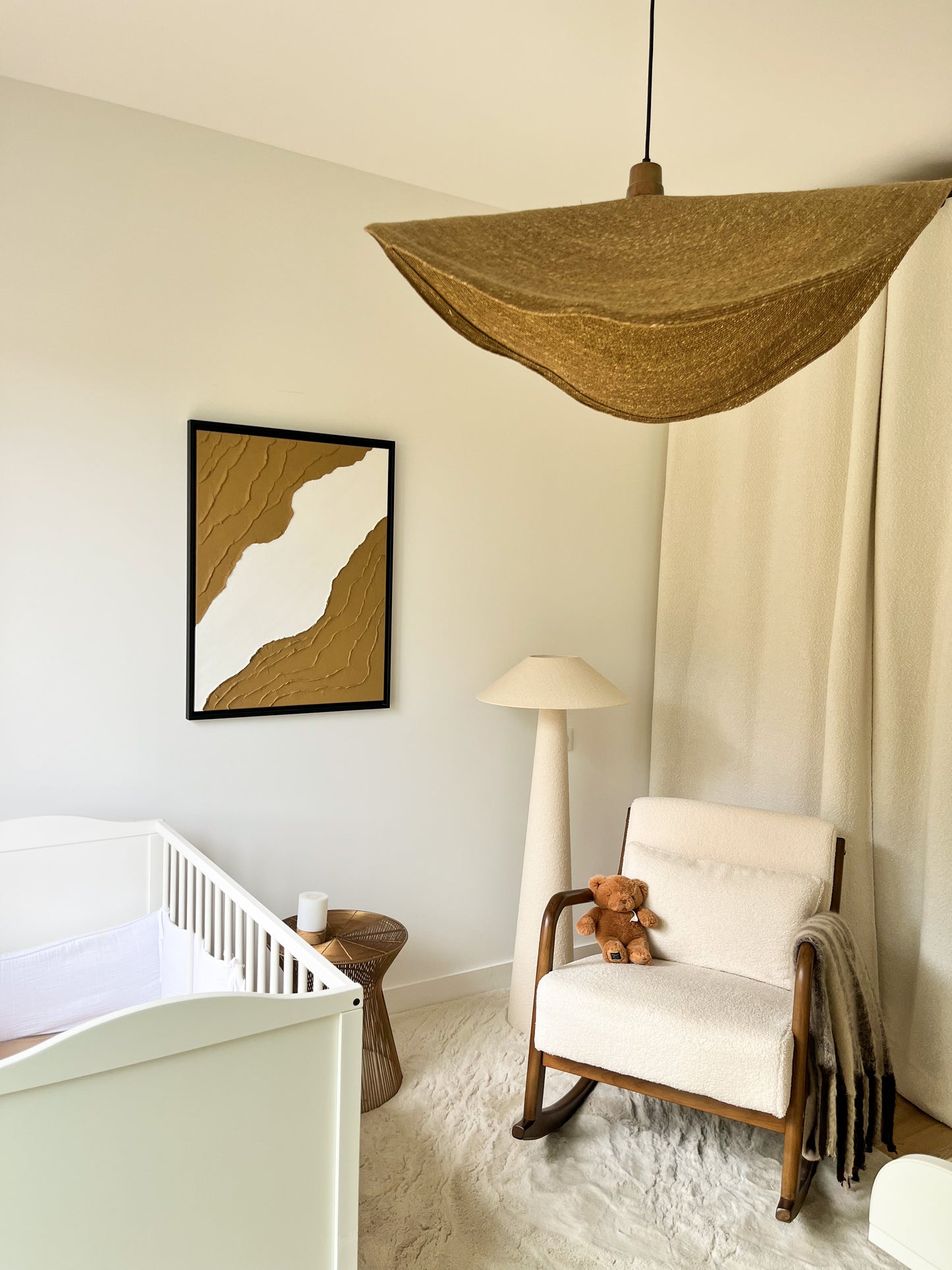 BARI tableau texturé marron camel et blanc