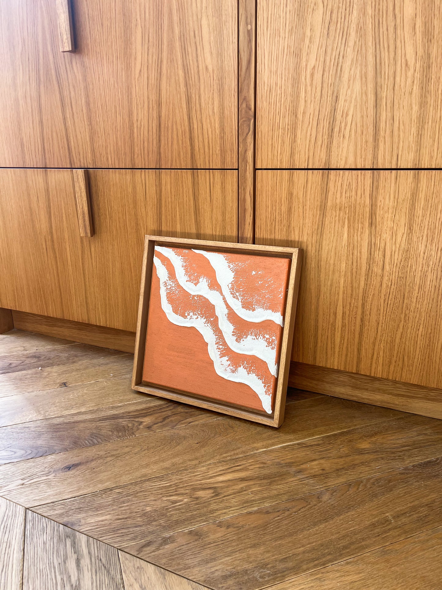 PYLA mini tableau relief vagues terra cota foncé